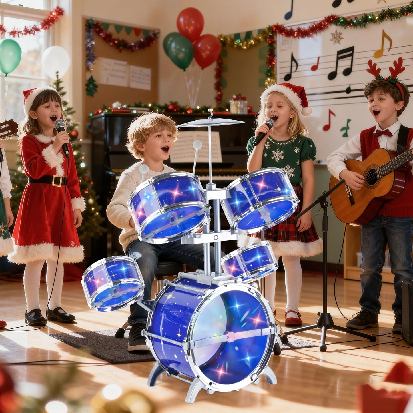 PaLeyFer Upgraded Kids Drum Set with Lights for Toddlers – Beginner Musical Toy
