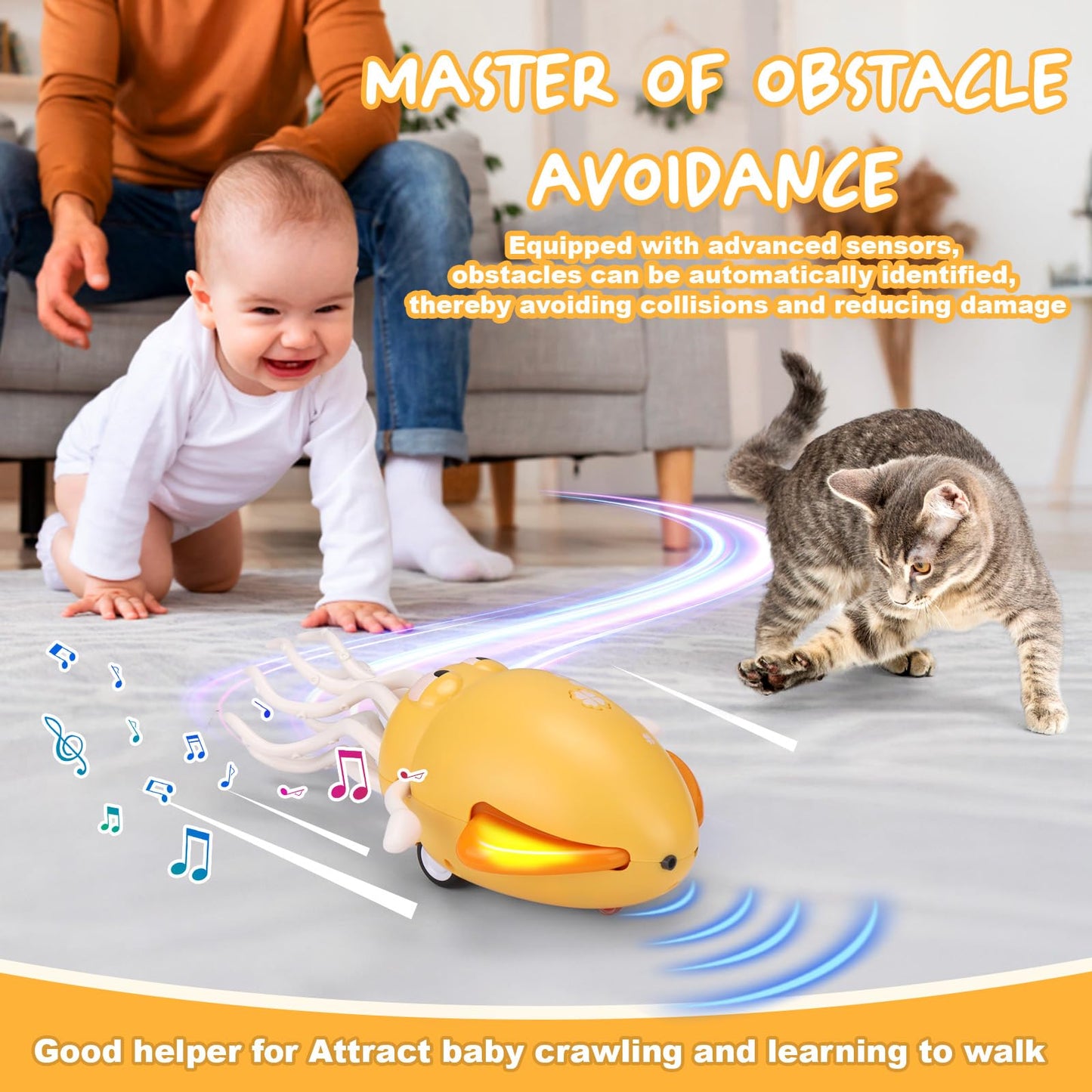 Palksky Dancing Octopus Toy for Tummy Time — Light, Music, Auto Crawling & Obstacle Avoidance