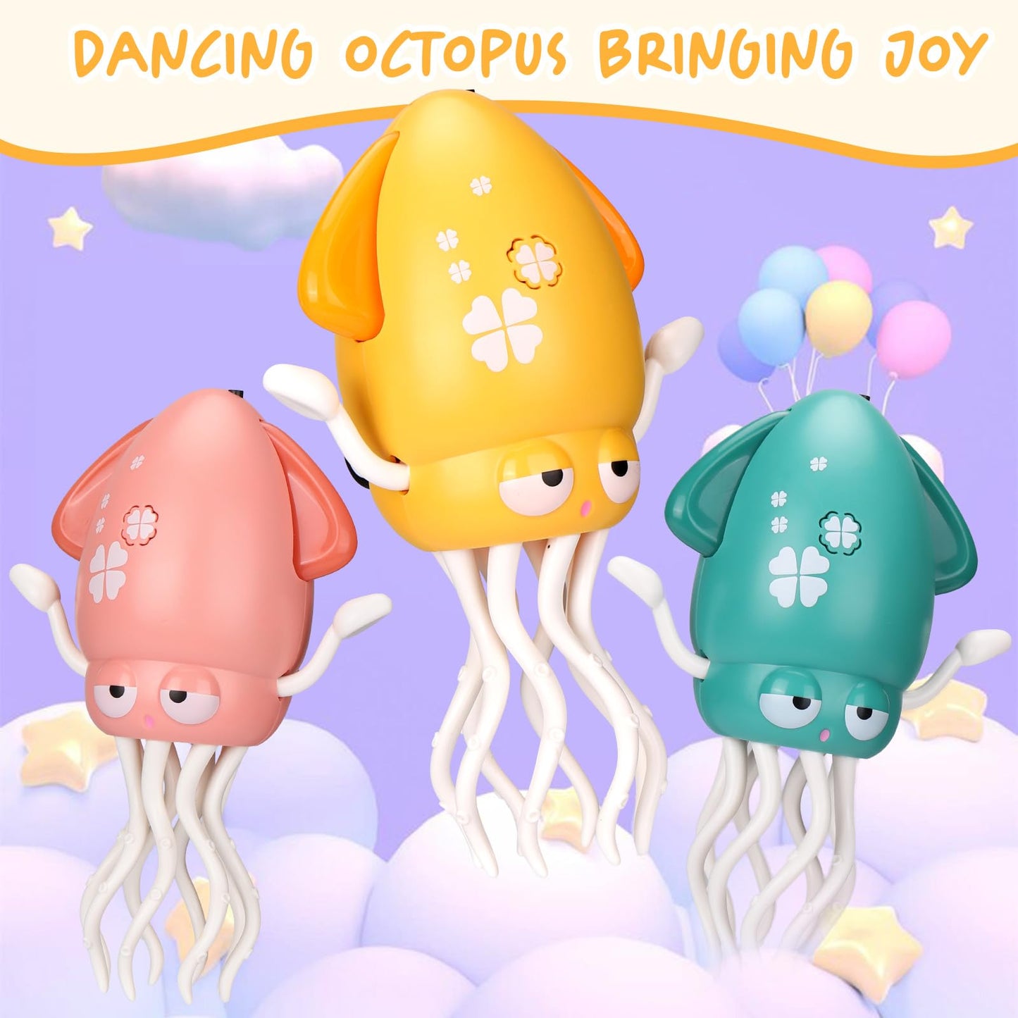 Palksky Dancing Octopus Toy for Tummy Time — Light, Music, Auto Crawling & Obstacle Avoidance