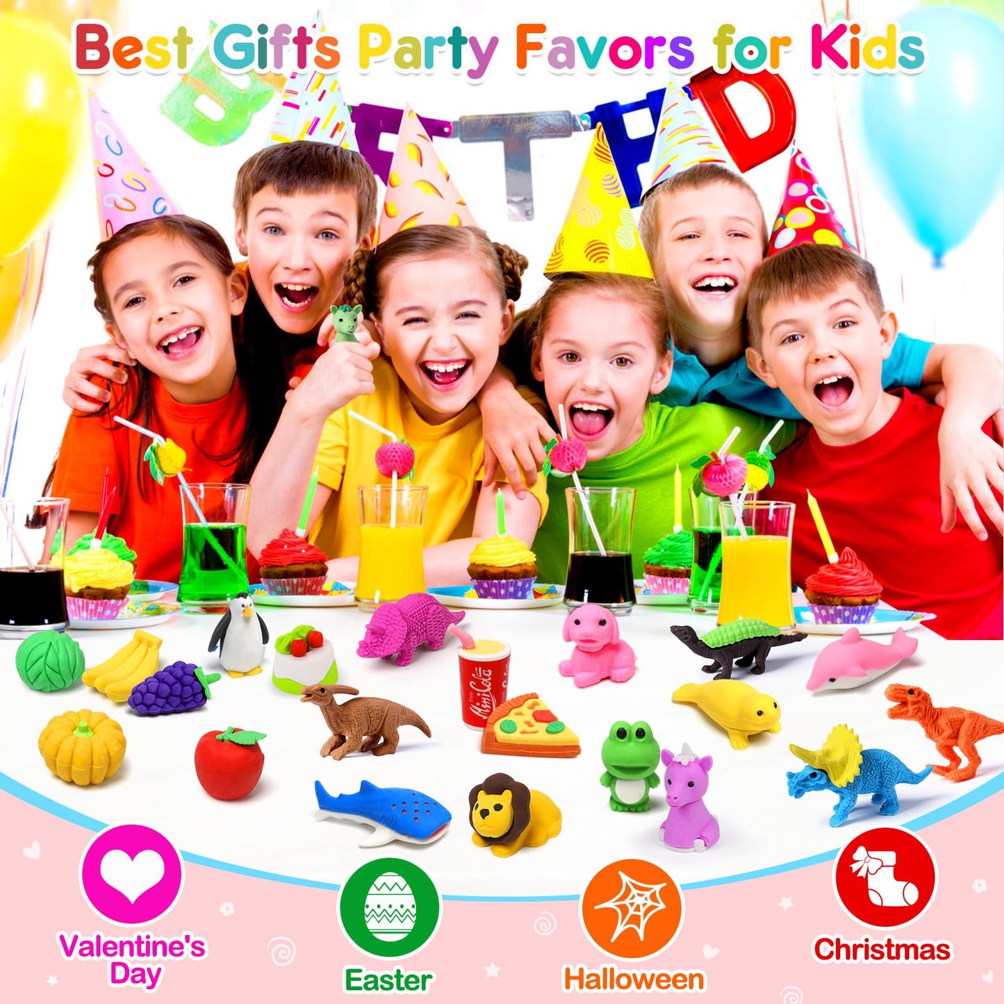 Palmatte 80PCS Mini Animal Erasers – 3D Puzzle Take-Apart Desk Toys for Classroom Prizes