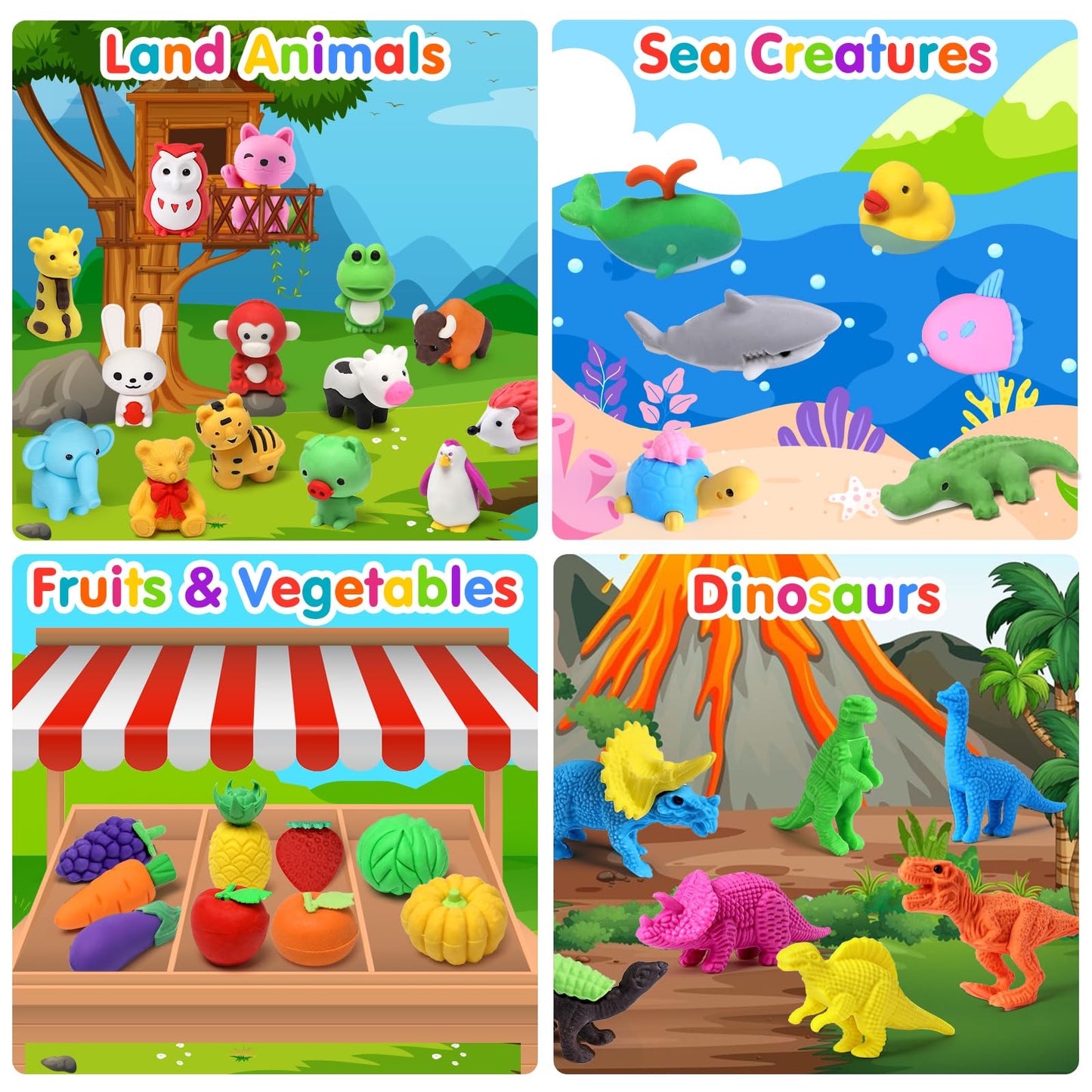 Palmatte 40PCS Mini Animal Erasers – Classroom Prizes & Party Favors