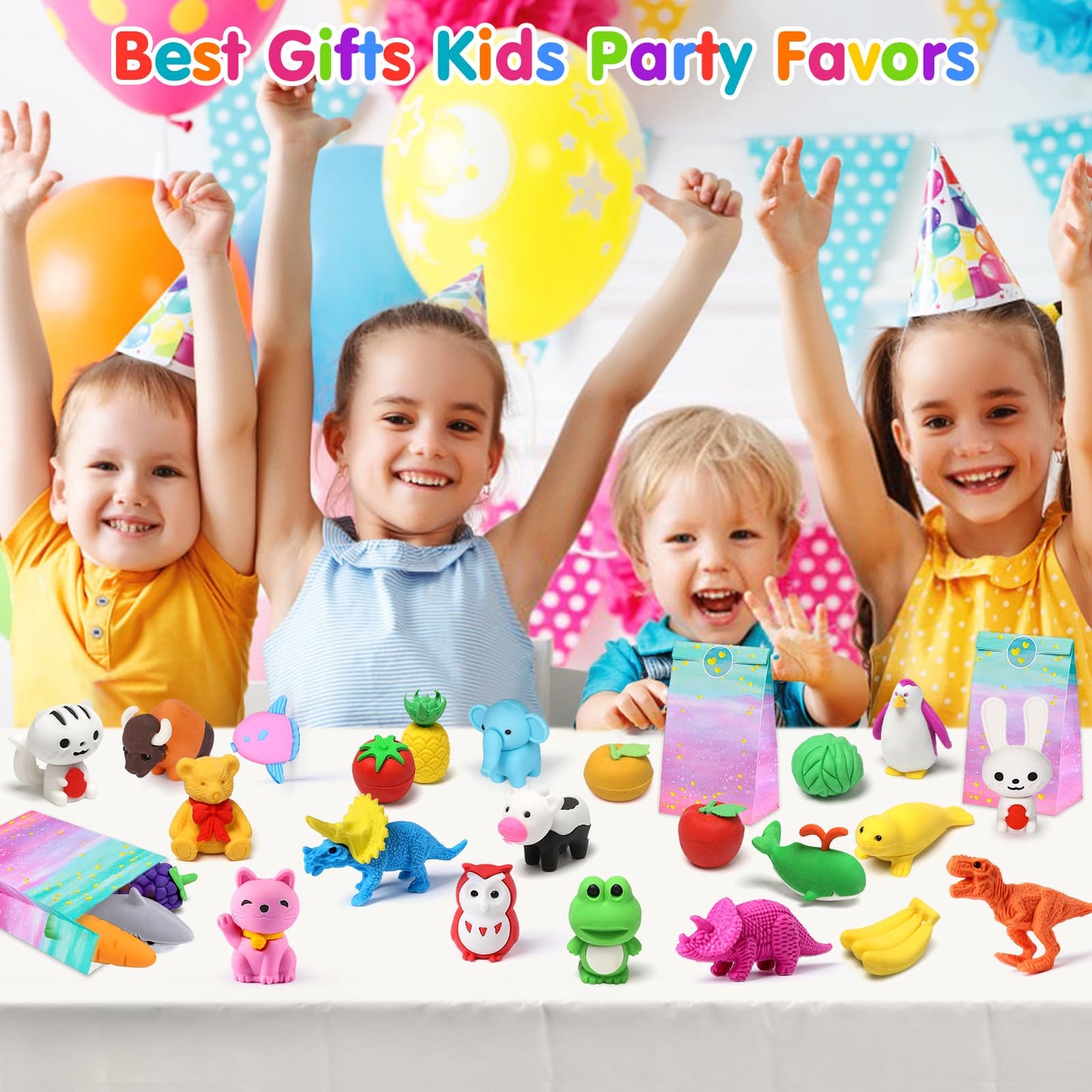 Palmatte 40PCS Mini Animal Erasers – Classroom Prizes & Party Favors