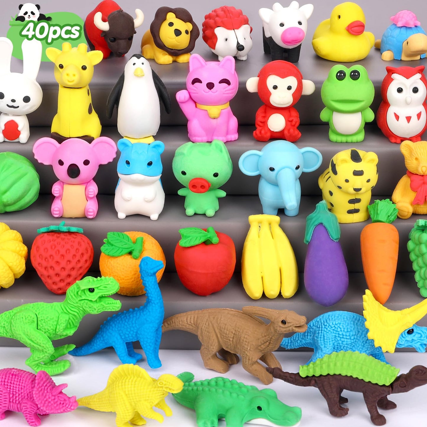 Palmatte 40PCS Mini Animal Erasers – Classroom Prizes & Party Favors