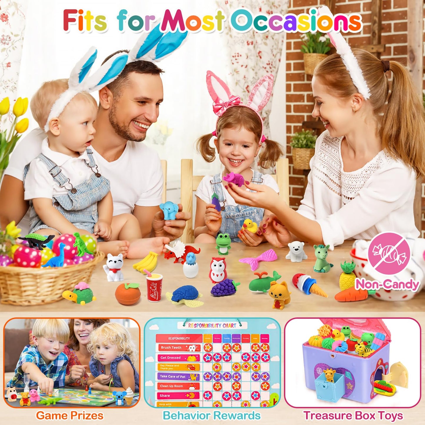 Palmatte 40PCS Mini Animal Erasers – Classroom Prizes & Party Favors
