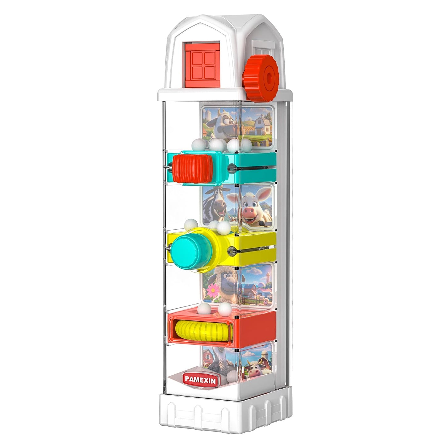 Pamexin Montessori Farm Egg Drop Toy – 5 Activity Centers for Kids 2+ | Educational Sensory Toy
