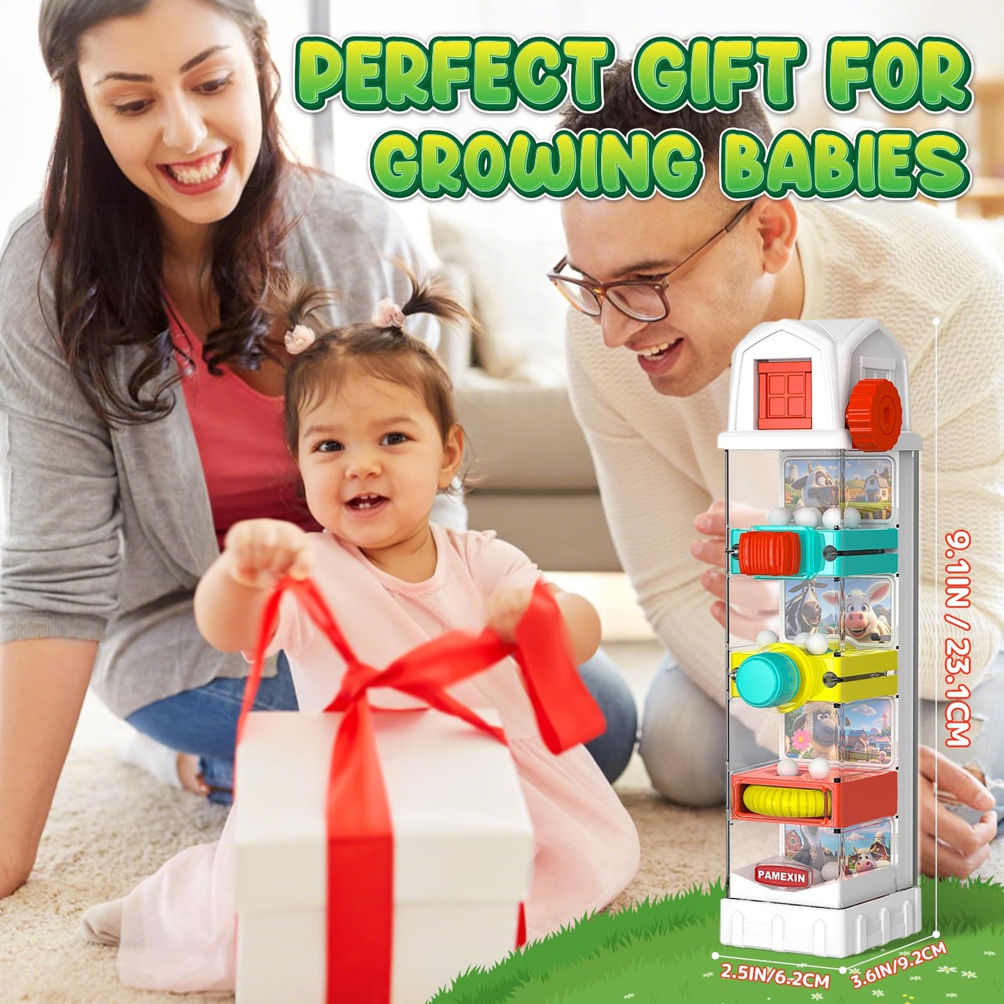 Pamexin Montessori Farm Egg Drop Toy – 5 Activity Centers for Kids 2+ | Educational Sensory Toy