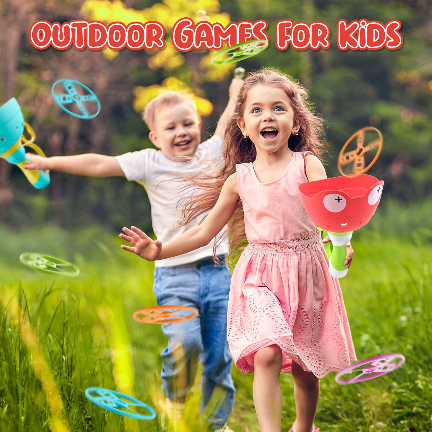 pamexin Outdoor Catching Game for Kids 3-8 – 24 Discs & 2 Frog Hand Launch Catchers, No Batteries