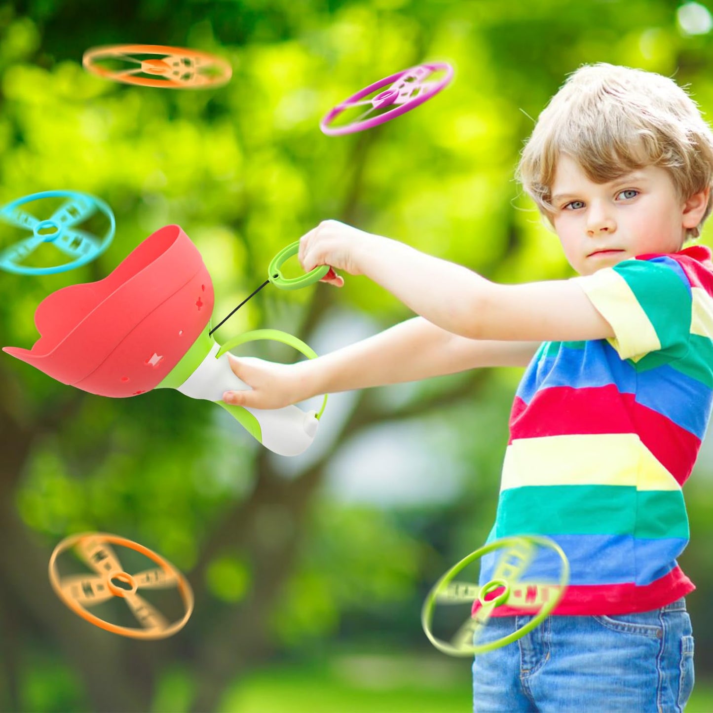 pamexin Outdoor Catching Game for Kids 3-8 – 24 Discs & 2 Frog Hand Launch Catchers, No Batteries