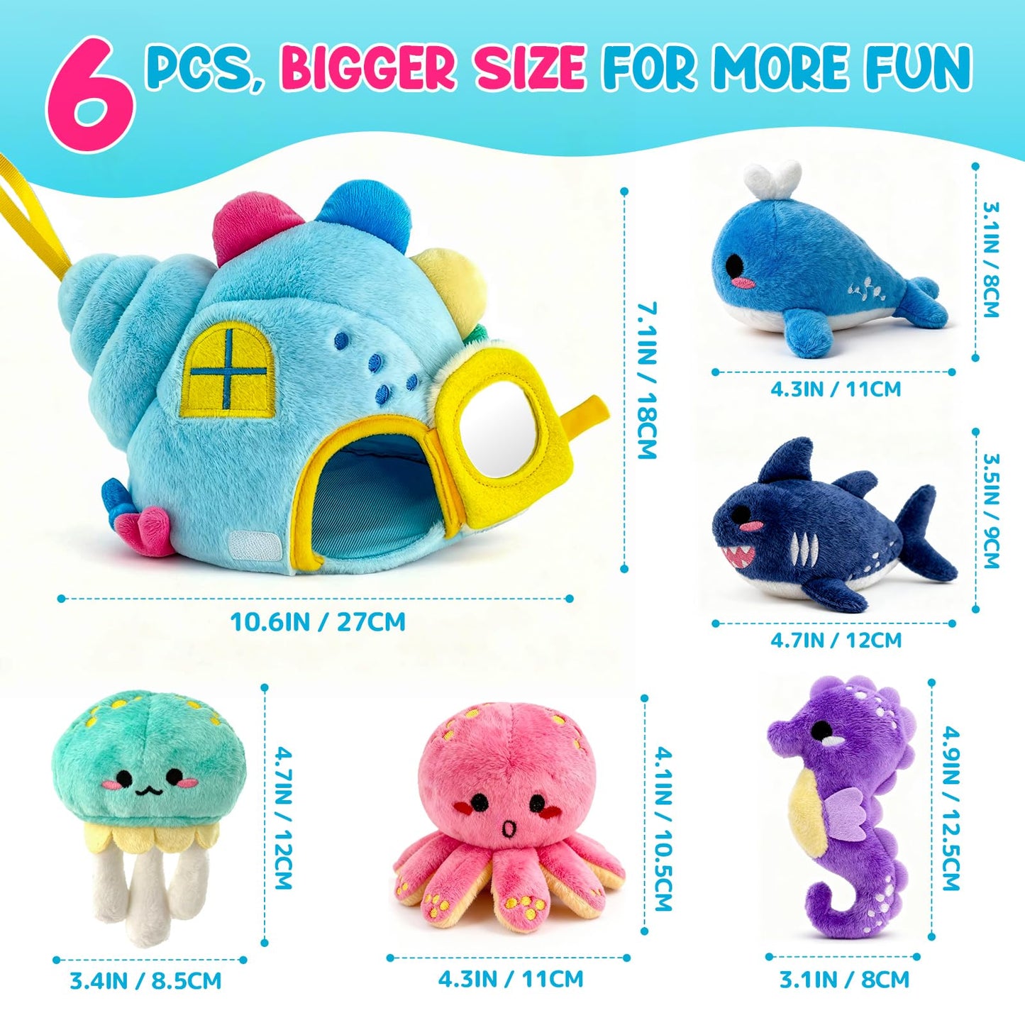 pamexin Baby Toys 6-12 Months: Ocean Set with Conch House & Sea Creatures