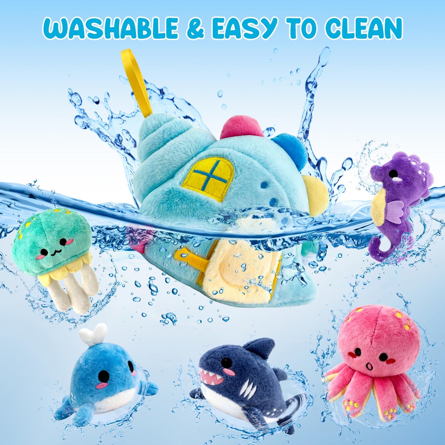 pamexin Baby Toys 6-12 Months: Ocean Set with Conch House & Sea Creatures