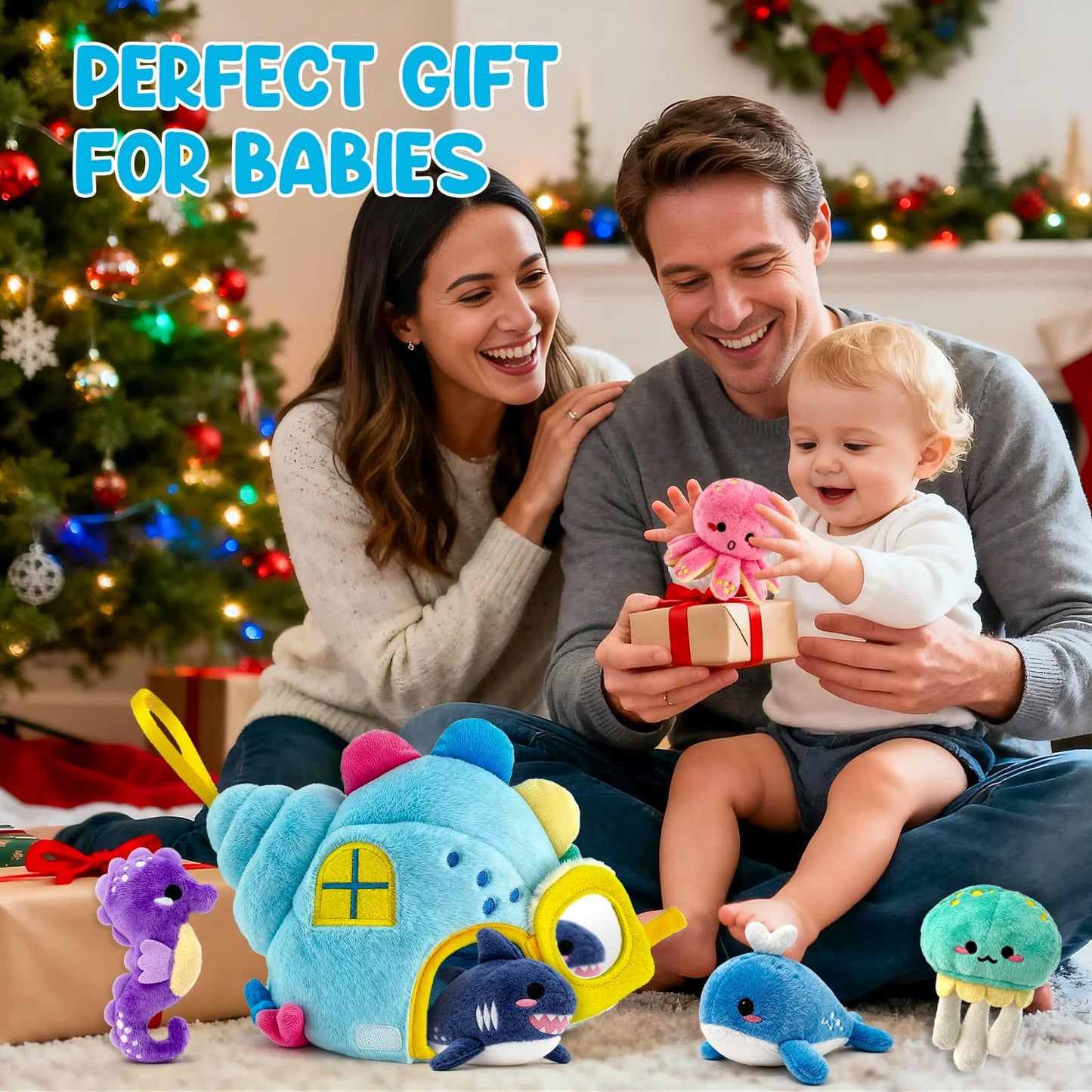 pamexin Baby Toys 6-12 Months: Ocean Set with Conch House & Sea Creatures