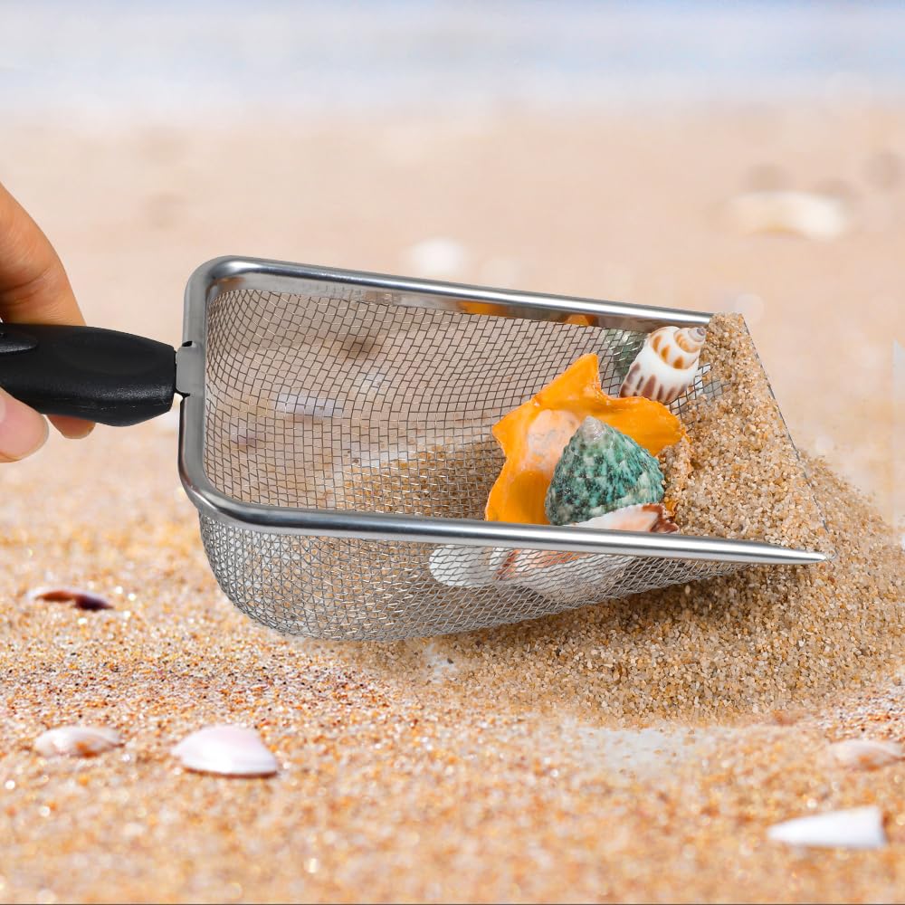 PAMISO Beach Sand Sifter – 2 Telescoping Pole Sets with Sifters, Scoops, Baskets & Mesh Bag