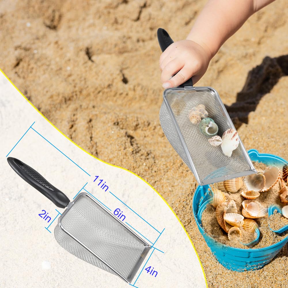 PAMISO Beach Sand Sifter – 2 Telescoping Pole Sets with Sifters, Scoops, Baskets & Mesh Bag