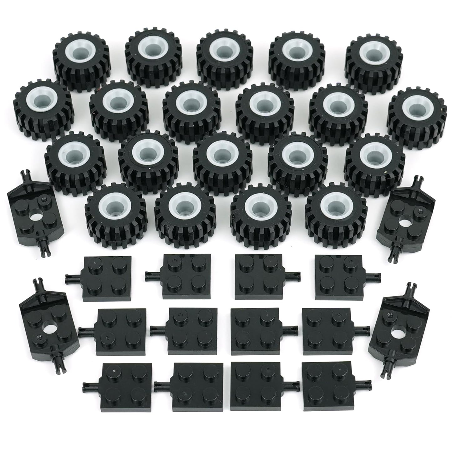 Pamvava Tires Wheels and Axles Sets – 56-Piece Brick Accessories for Cars, Trucks & More