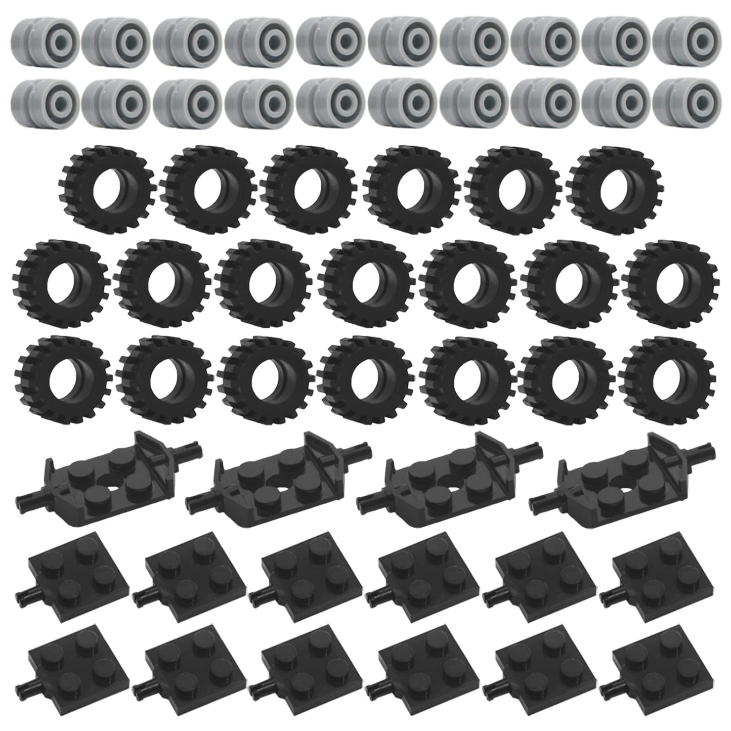 Pamvava Tires Wheels and Axles Sets – 56-Piece Brick Accessories for Cars, Trucks & More