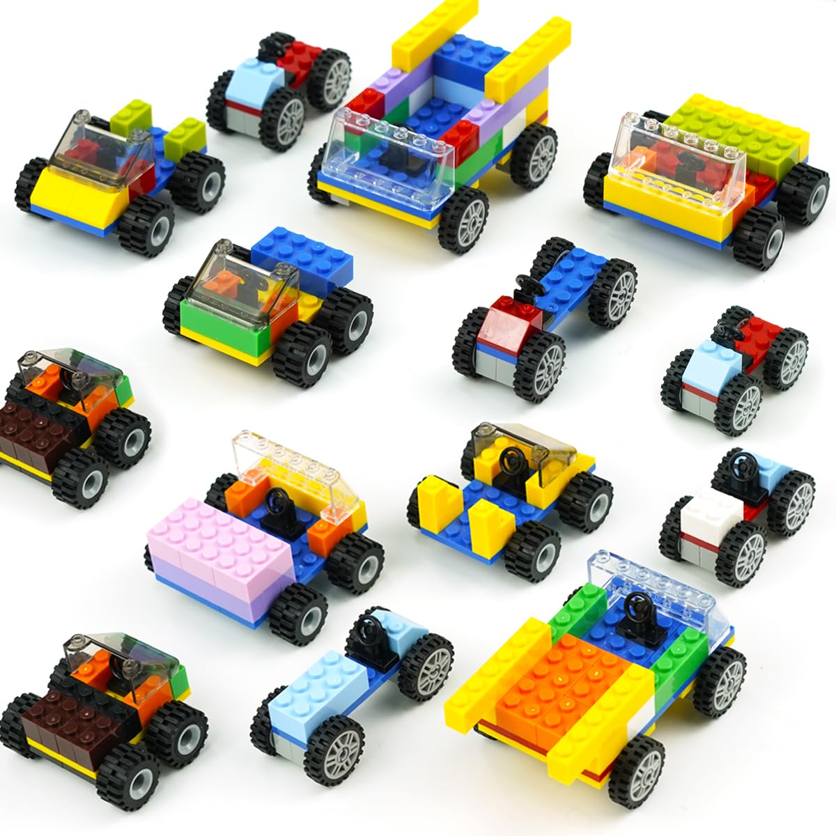 Pamvava Classic Bricks, Wheels & Axles Set – 400+ Car Parts & Educational Building Kit