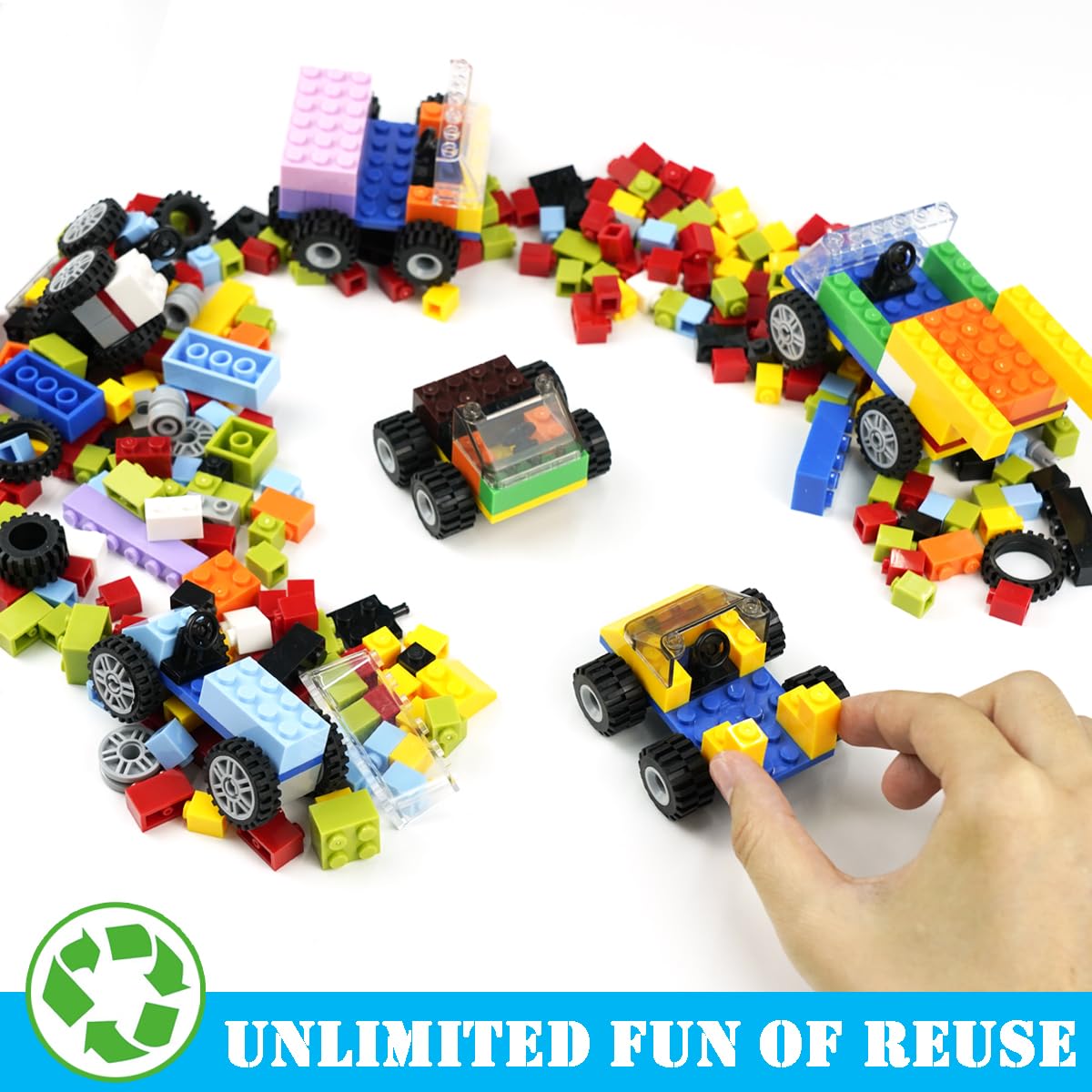 Pamvava Classic Bricks, Wheels & Axles Set – 400+ Car Parts & Educational Building Kit