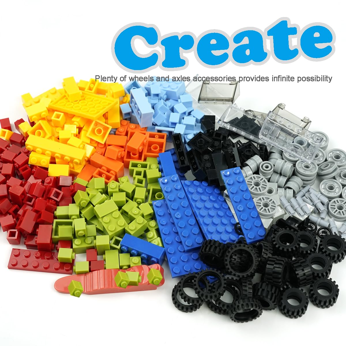 Pamvava Classic Bricks, Wheels & Axles Set – 400+ Car Parts & Educational Building Kit
