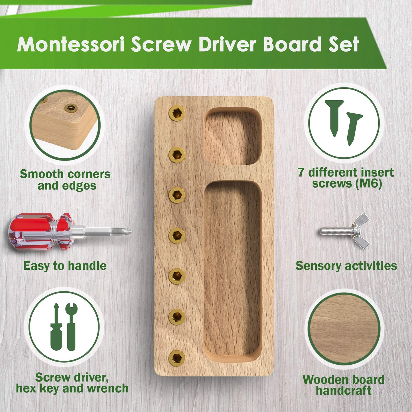 Panda Brothers Montessori Screwdriver Board Set – Wooden STEM Toys for Kids