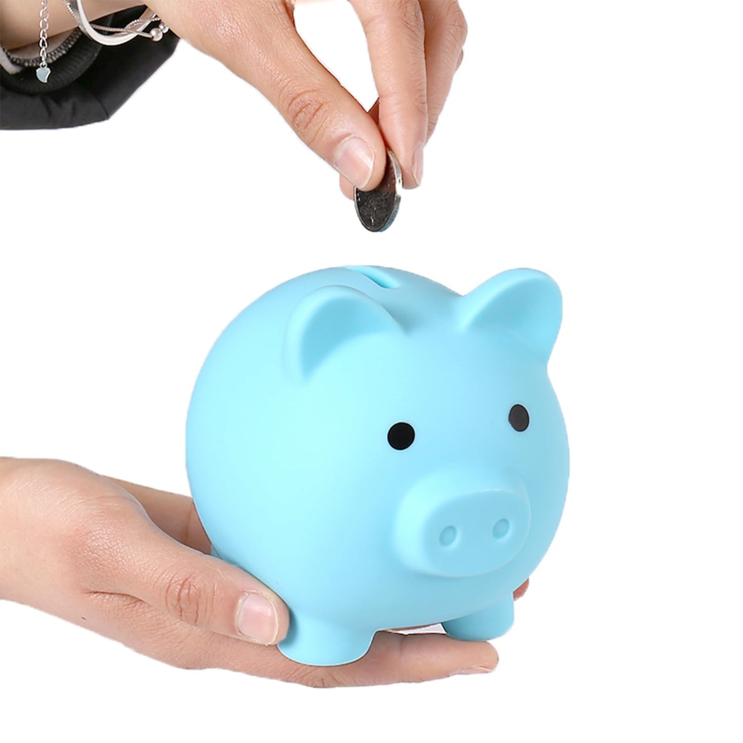 PandaEar Piggy Bank – Shatterproof Blue Coin Bank for Kids