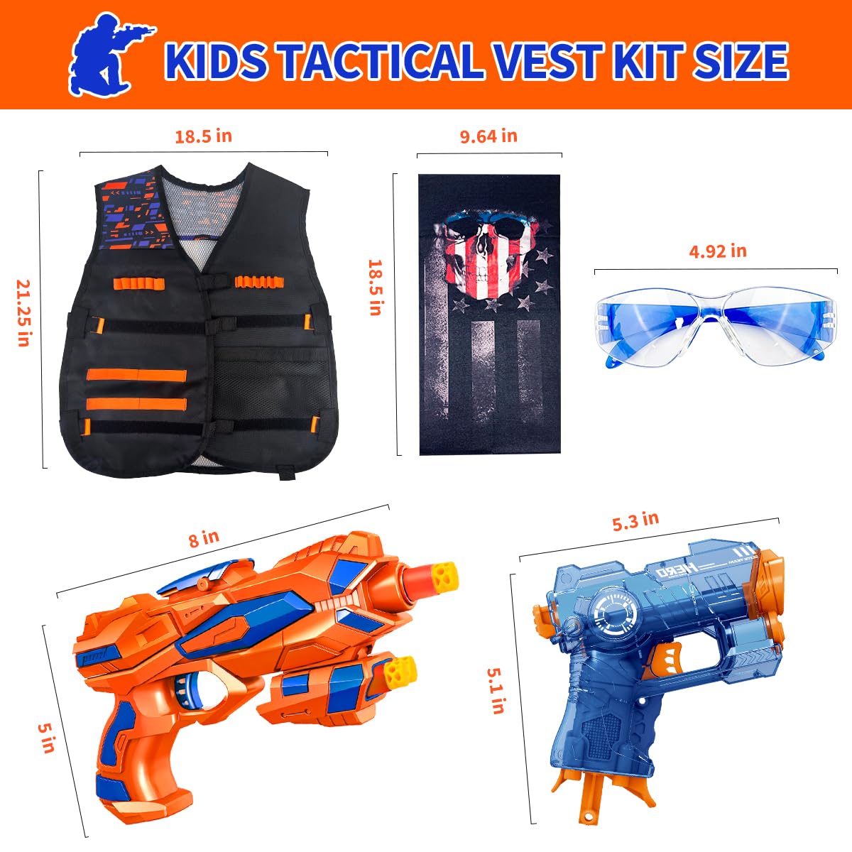 Pandahero Tactical Vest Kit for Kids – Nerf-Compatible Action Vest Set for Ages 5–12