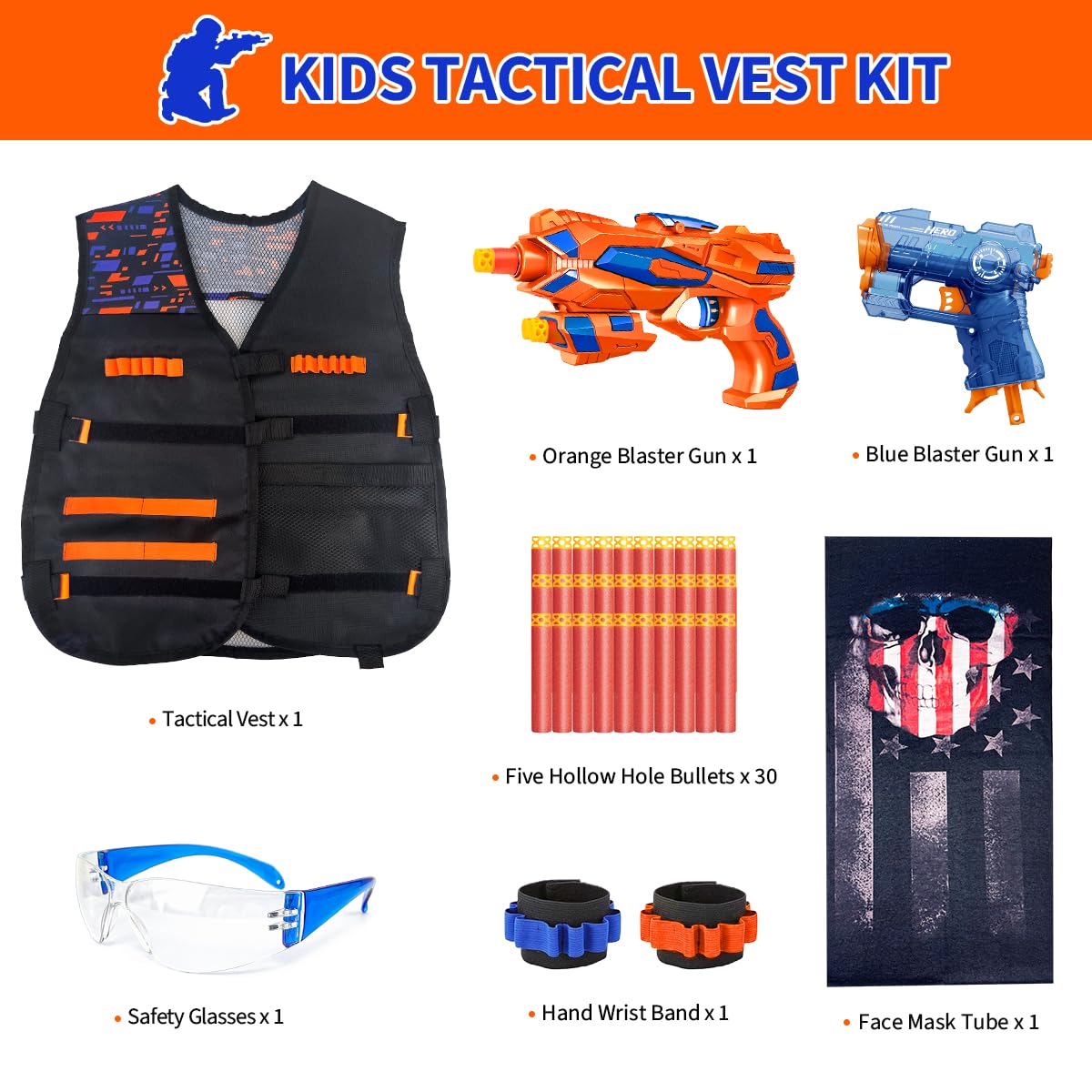 Pandahero Tactical Vest Kit for Kids – Nerf-Compatible Action Vest Set for Ages 5–12