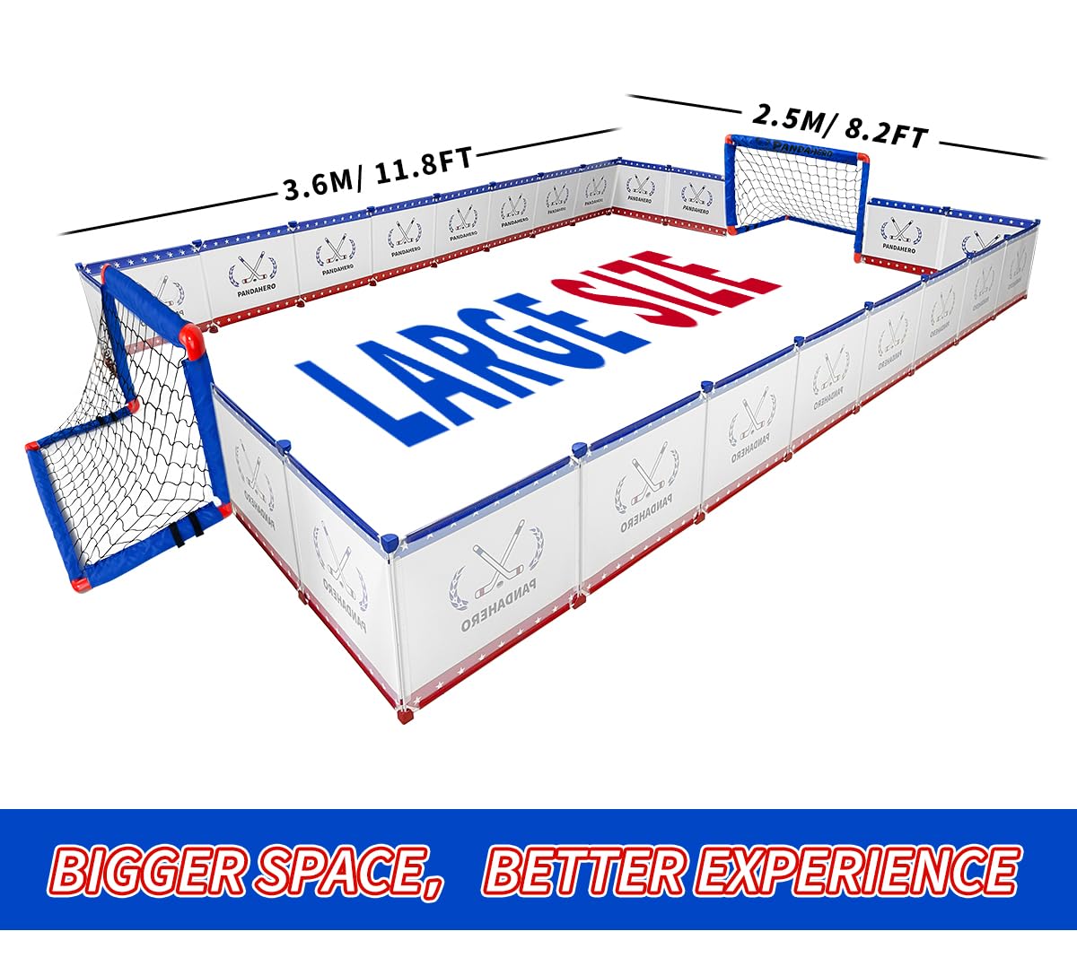 Pandahero Knee Hockey Rink Set – Indoor Hockey Fun for Kids (2 Nets, 4 Sticks, 6 Balls)