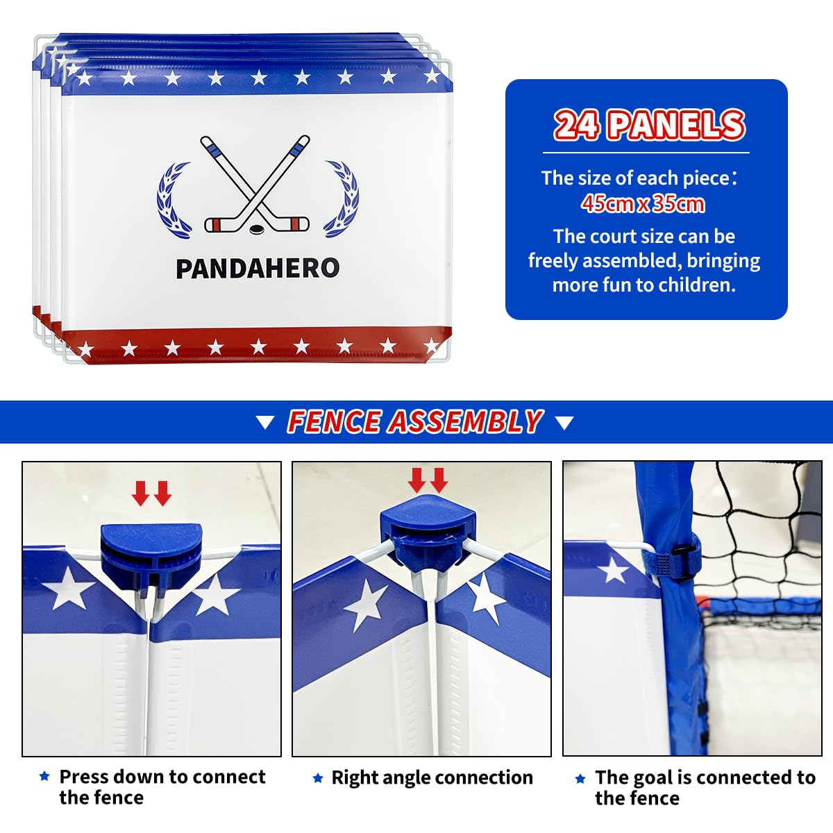 Pandahero Knee Hockey Rink Set – Indoor Hockey Fun for Kids (2 Nets, 4 Sticks, 6 Balls)