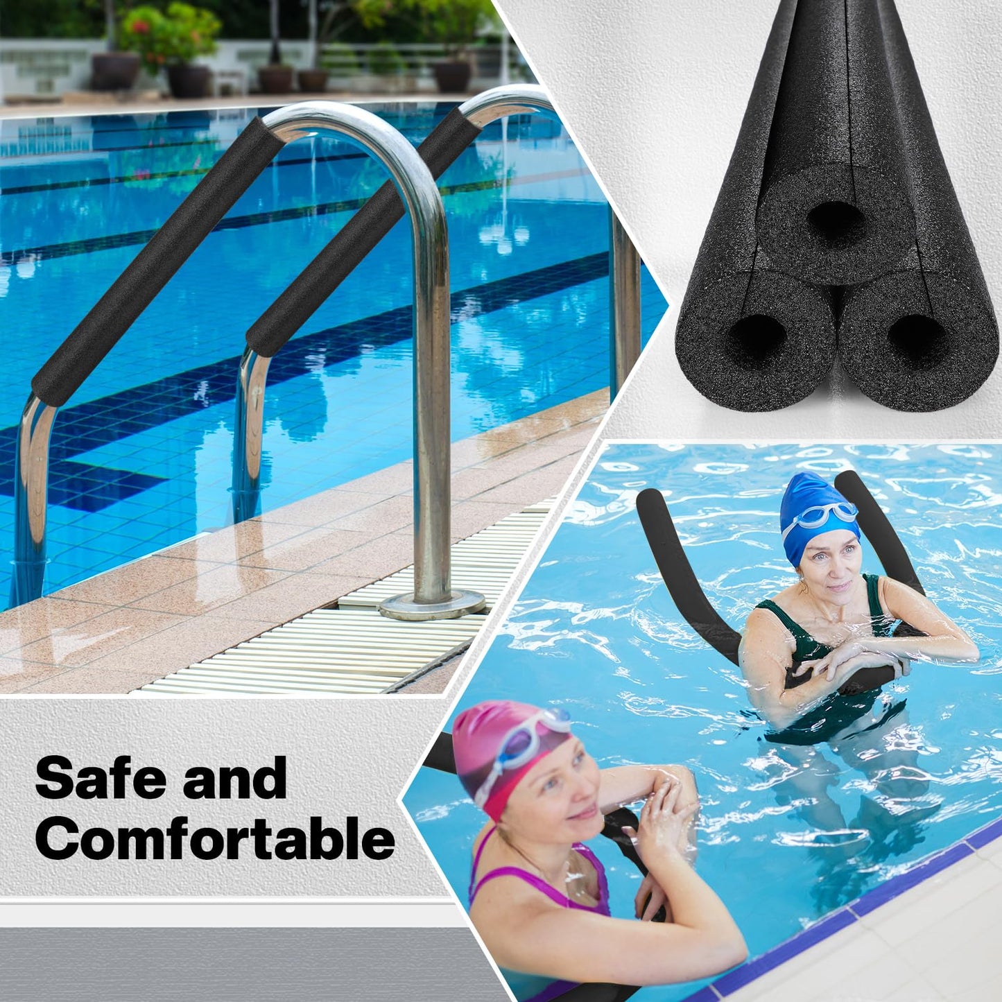 Pangda 3 Pack Pool Noodles 55 Inch – Jumbo Hollow Foam Noodles, Black, Floating & DIY Padding