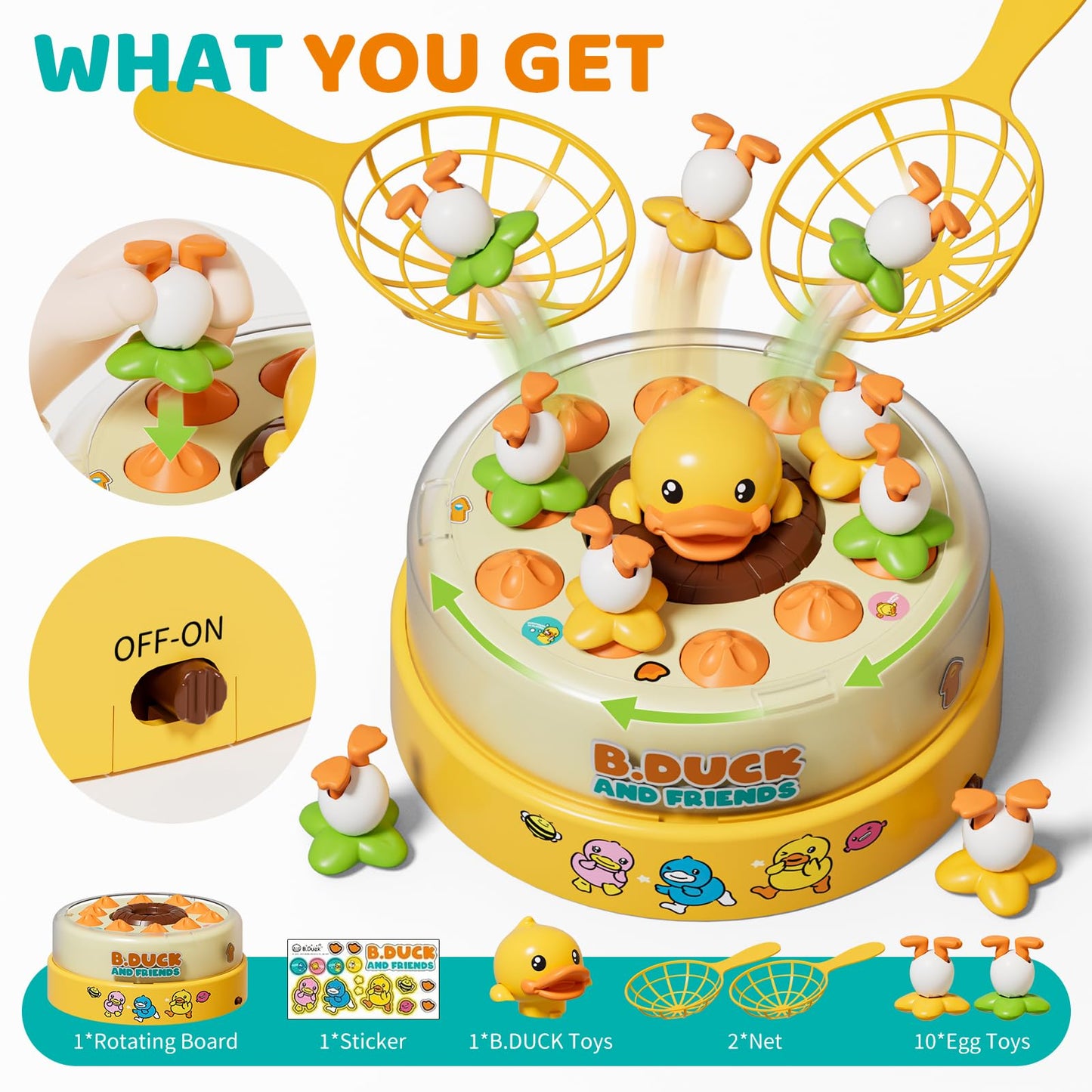 PANITU B.Duck Bounce & Catch Board Game – Interactive Music Toy for Kids 4-6