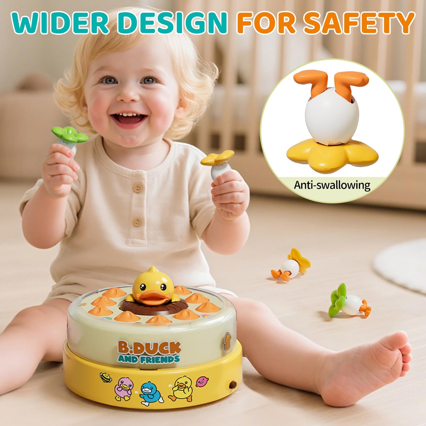 PANITU B.Duck Bounce & Catch Board Game – Interactive Music Toy for Kids 4-6