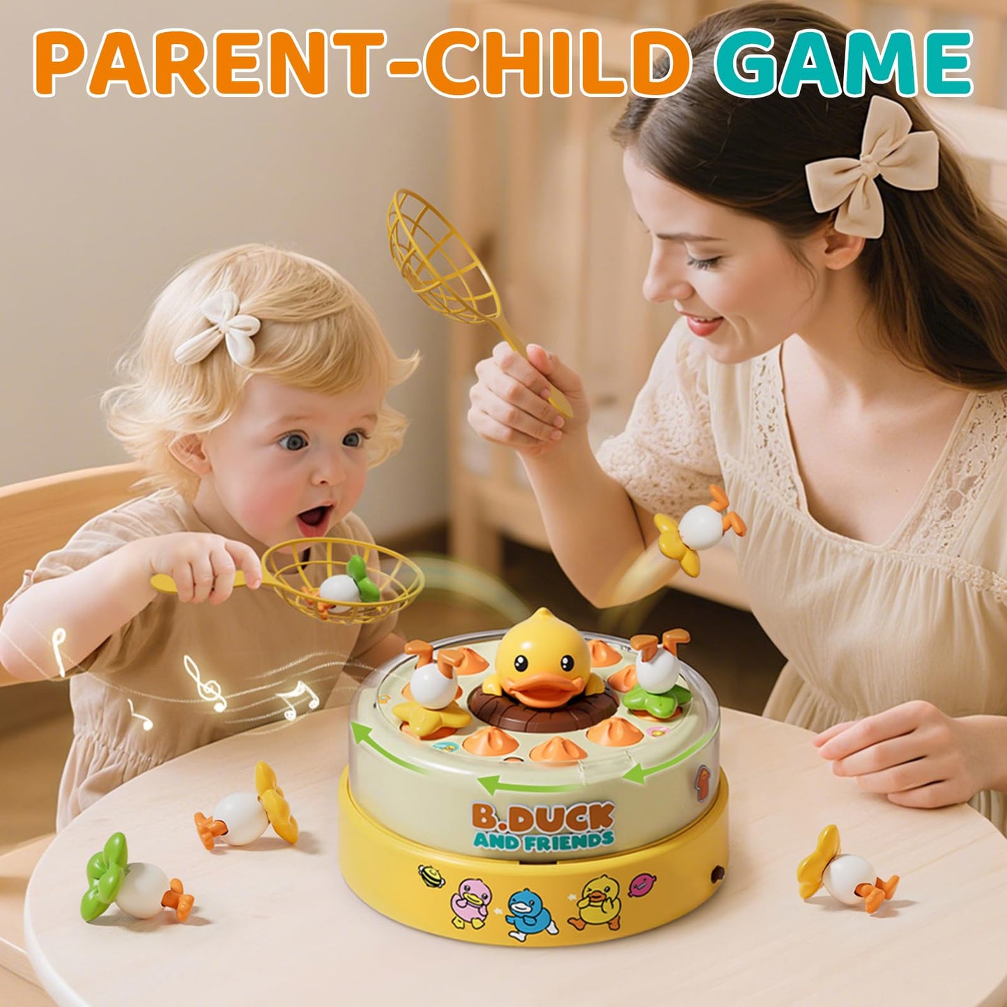 PANITU B.Duck Bounce & Catch Board Game – Interactive Music Toy for Kids 4-6