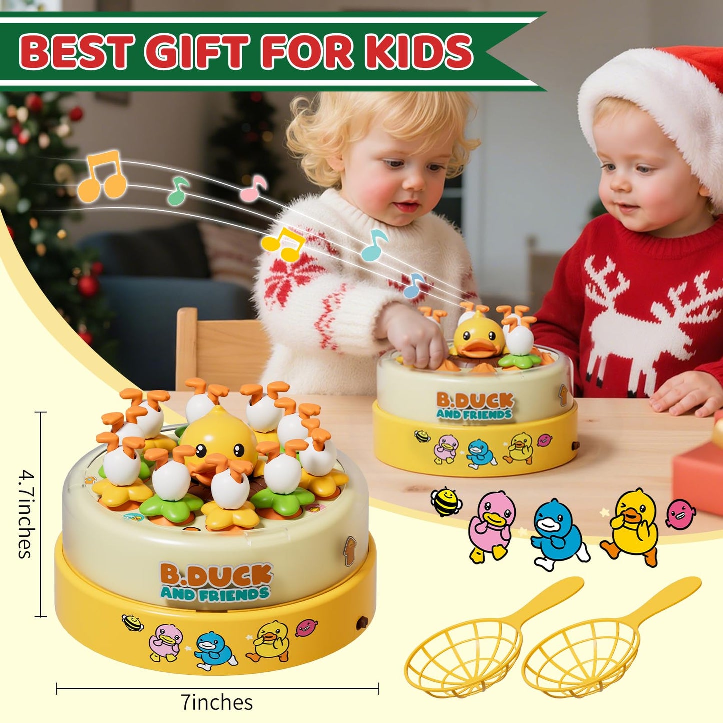 PANITU B.Duck Bounce & Catch Board Game – Interactive Music Toy for Kids 4-6