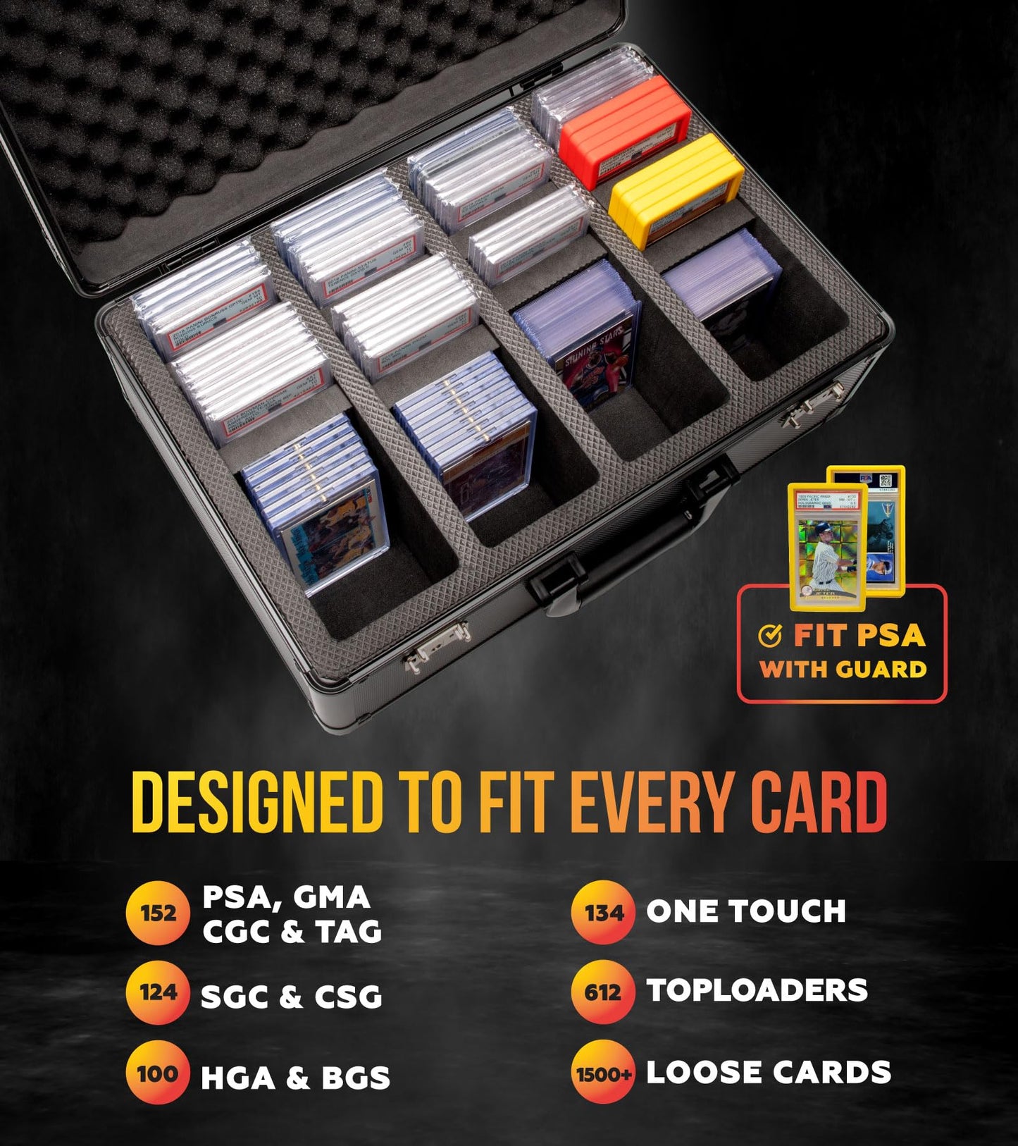 Panopply Slab Armor 4-Row Graded Card Storage Box – Holds 160+ PSA Slabs, TSA Lock