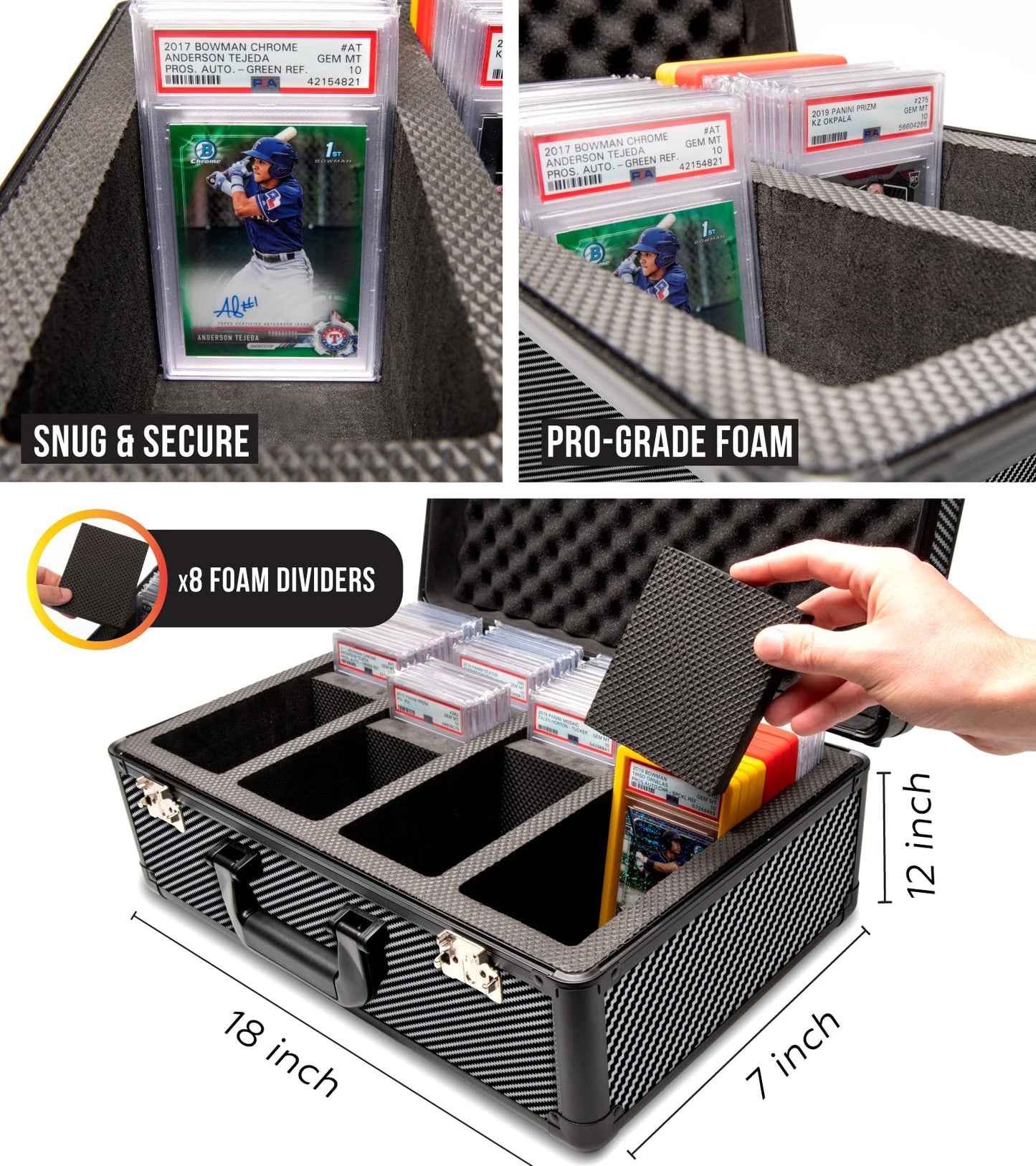 Panopply Slab Armor Fusion 4-Row Graded Card Storage Box – 160+ PSA Slabs (Carbon Fiber)