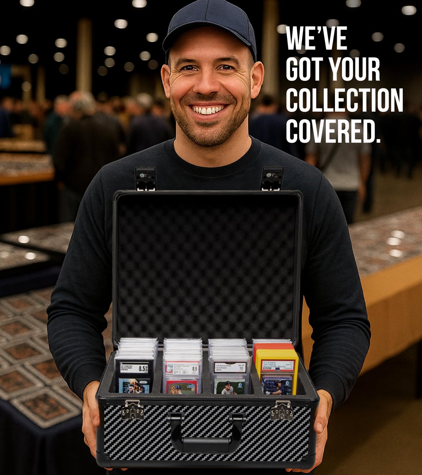 Panopply Slab Armor Fusion 4-Row Graded Card Storage Box – 160+ PSA Slabs (Carbon Fiber)