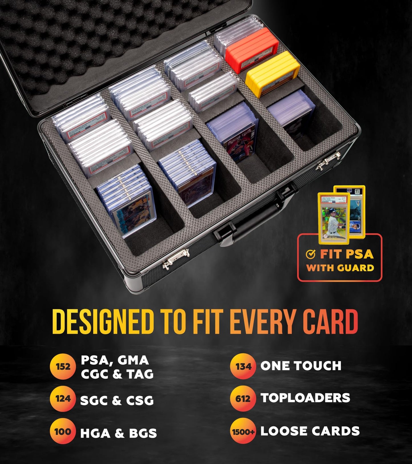 Panopply Slab Armor Fusion 4-Row Graded Card Storage Box – 160+ PSA Slabs (Carbon Fiber)