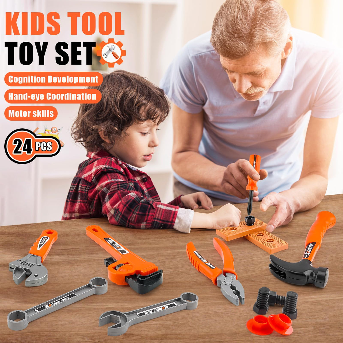 PANPAPA Tools for Toddlers – 24-Piece Toy Screwdriver & Pliers Kit