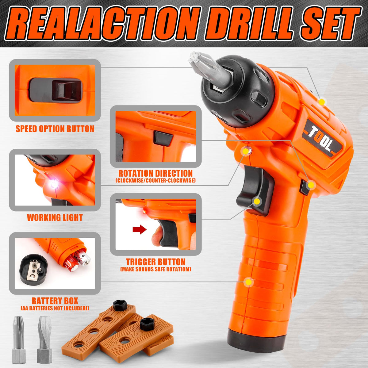 PANPAPA Toy Drill Set for Toddlers 1-3 | Realistic Sound & Action