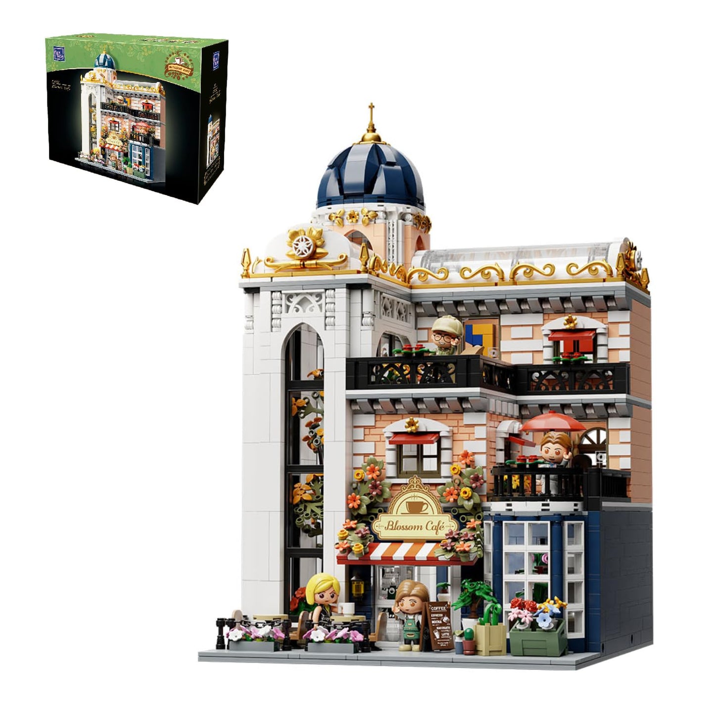 PANTASY Blossom Café: 3-Story Glasshouse Modular Building Set – Café, Gallery & Floral Atrium