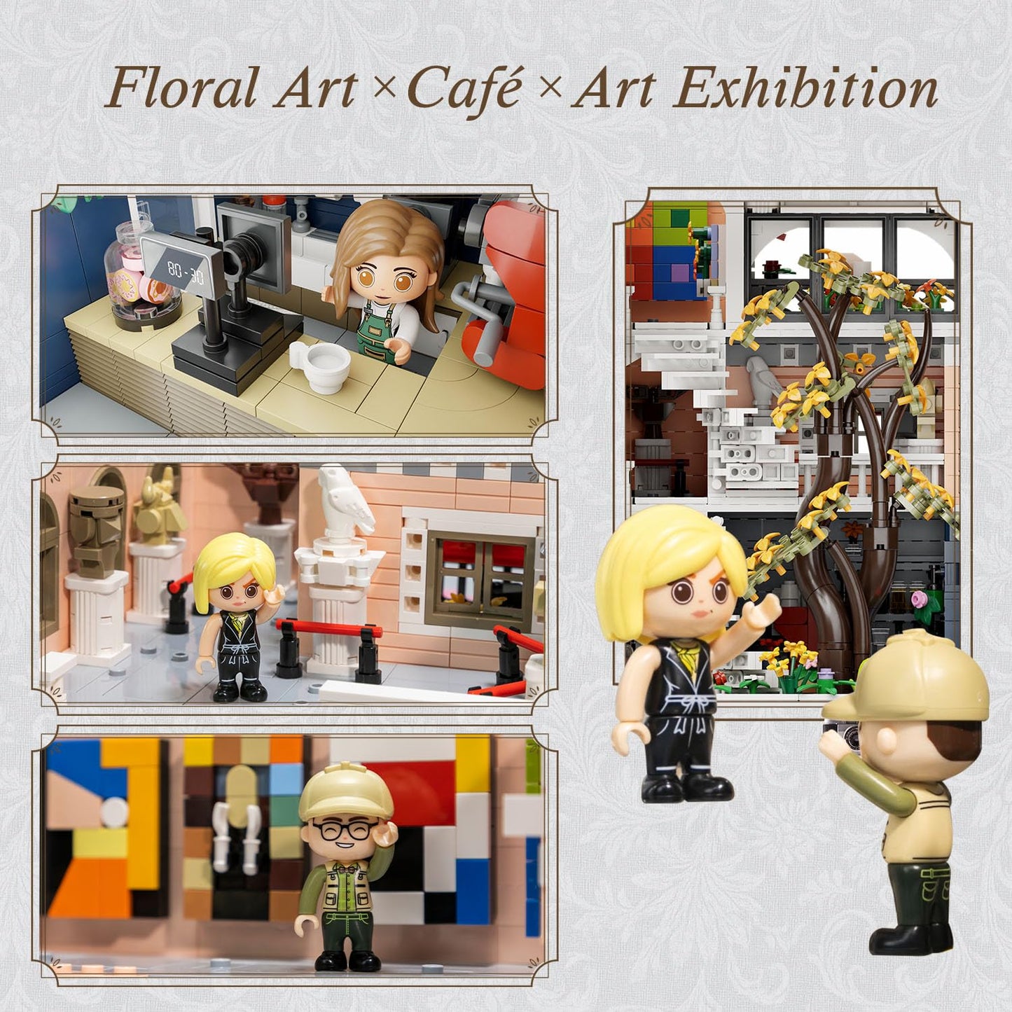 PANTASY Blossom Café: 3-Story Glasshouse Modular Building Set – Café, Gallery & Floral Atrium