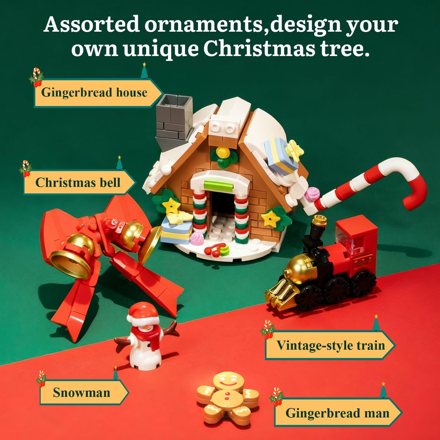 Pantasy Christmas Tree Building Block Set | 39 cm Lighted Display with Crystal Ball Topper