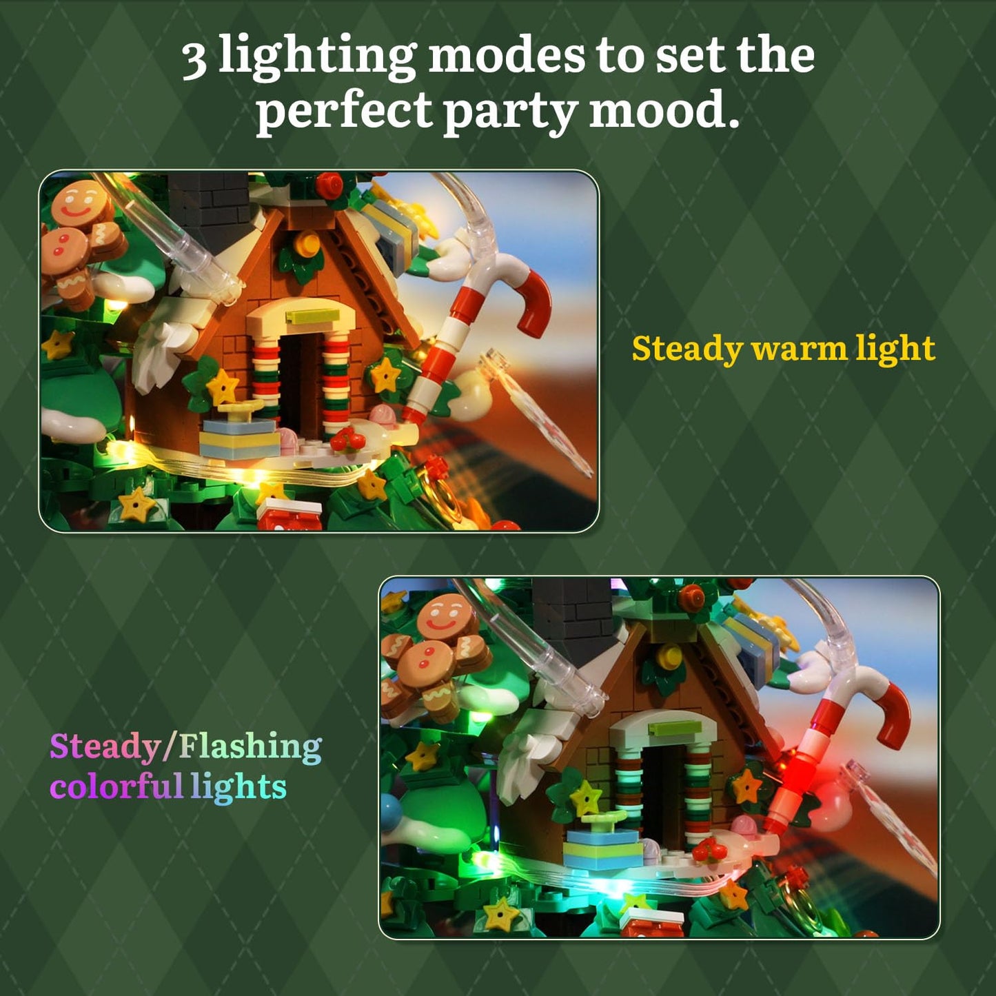 Pantasy Christmas Tree Building Block Set | 39 cm Lighted Display with Crystal Ball Topper