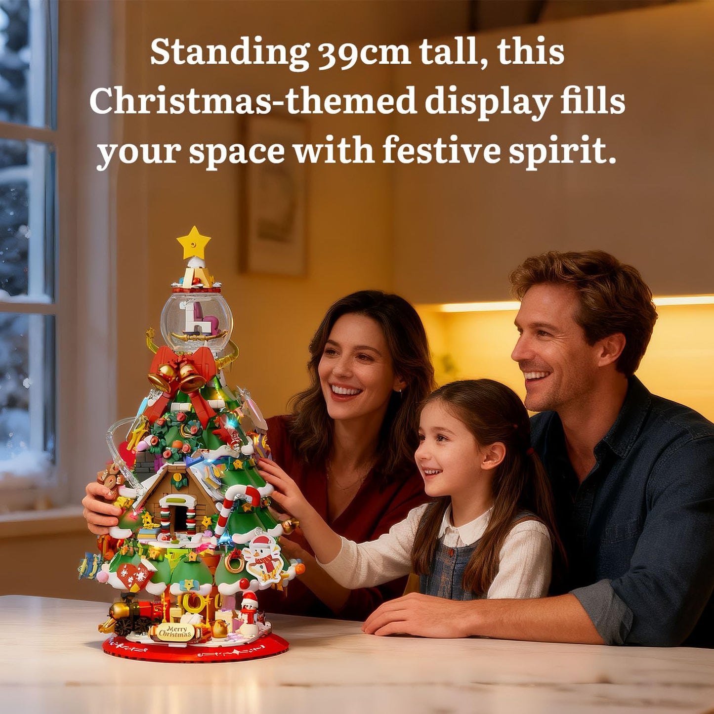 Pantasy Christmas Tree Building Block Set | 39 cm Lighted Display with Crystal Ball Topper