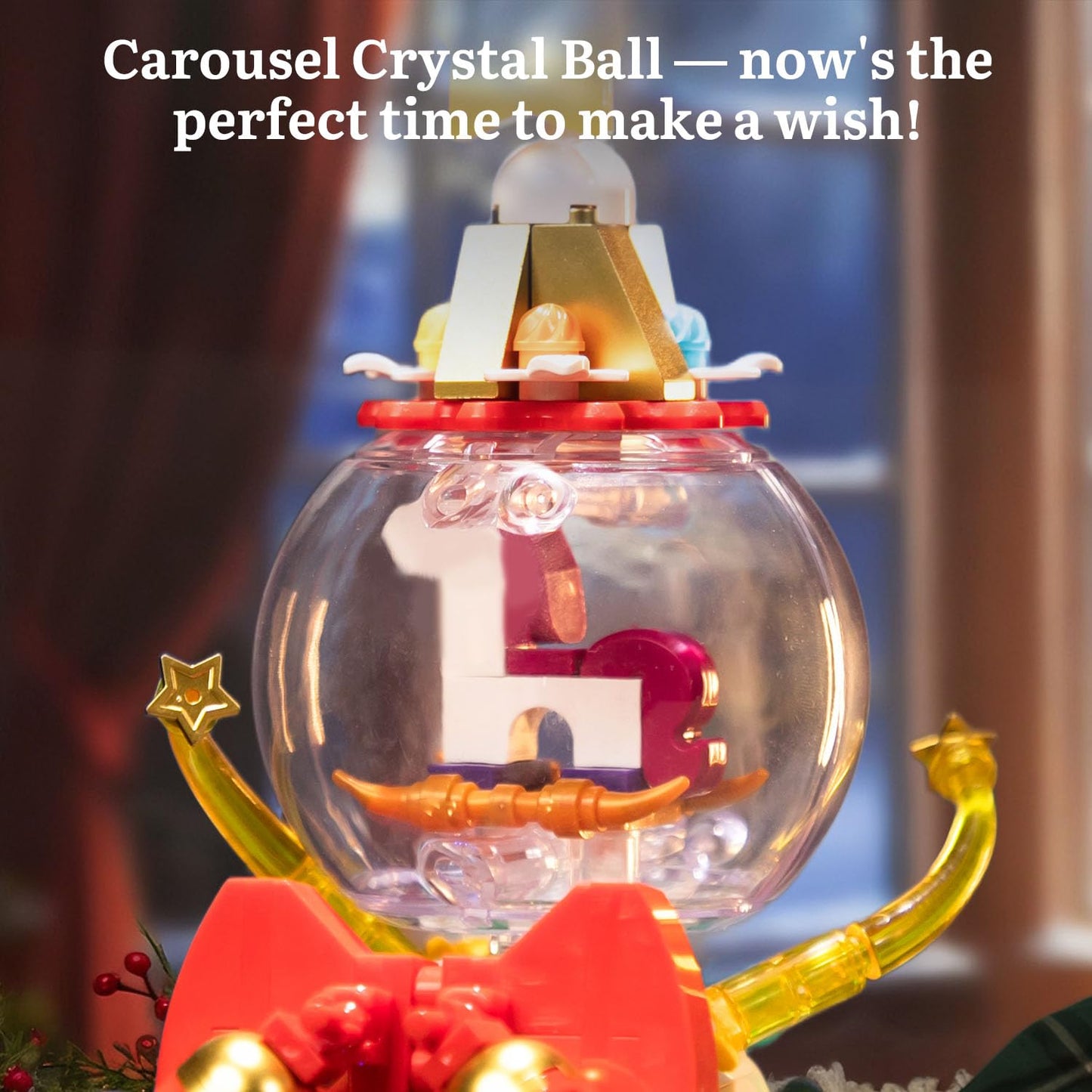 Pantasy Christmas Tree Building Block Set | 39 cm Lighted Display with Crystal Ball Topper