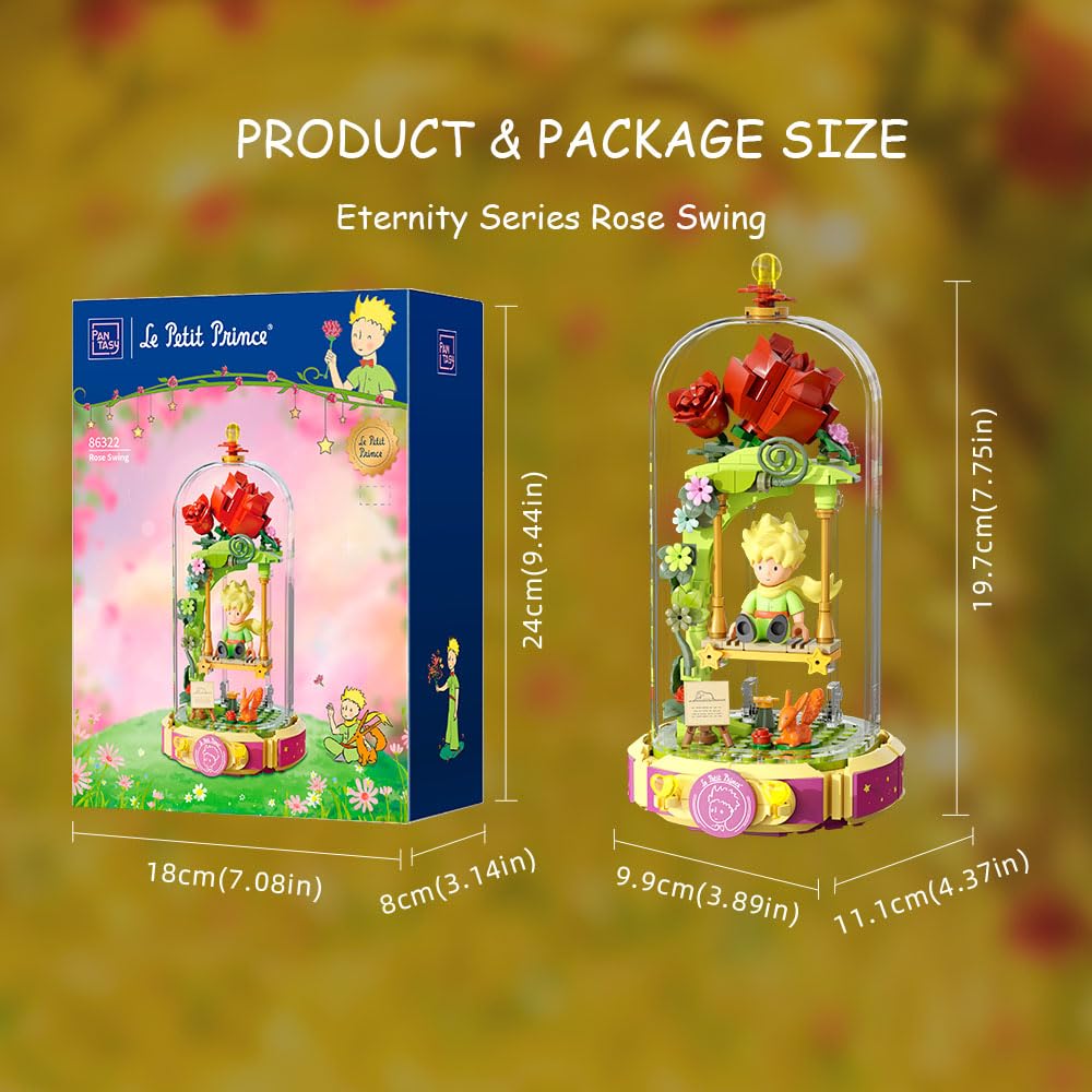 PANTASY Le Petit Prince Building Block Set with Rose Swing | Collectible Minifigure & Display Case