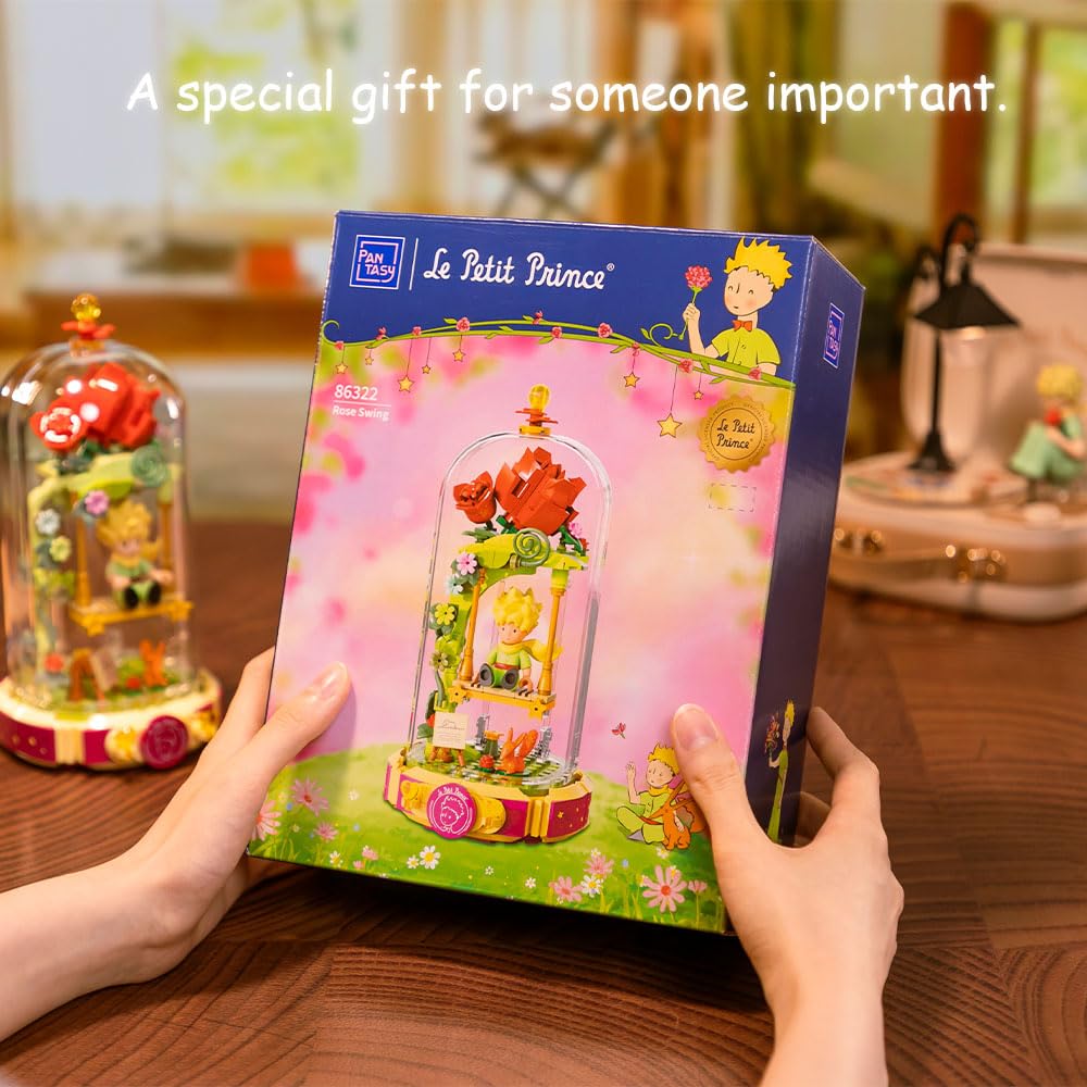PANTASY Le Petit Prince Building Block Set with Rose Swing | Collectible Minifigure & Display Case