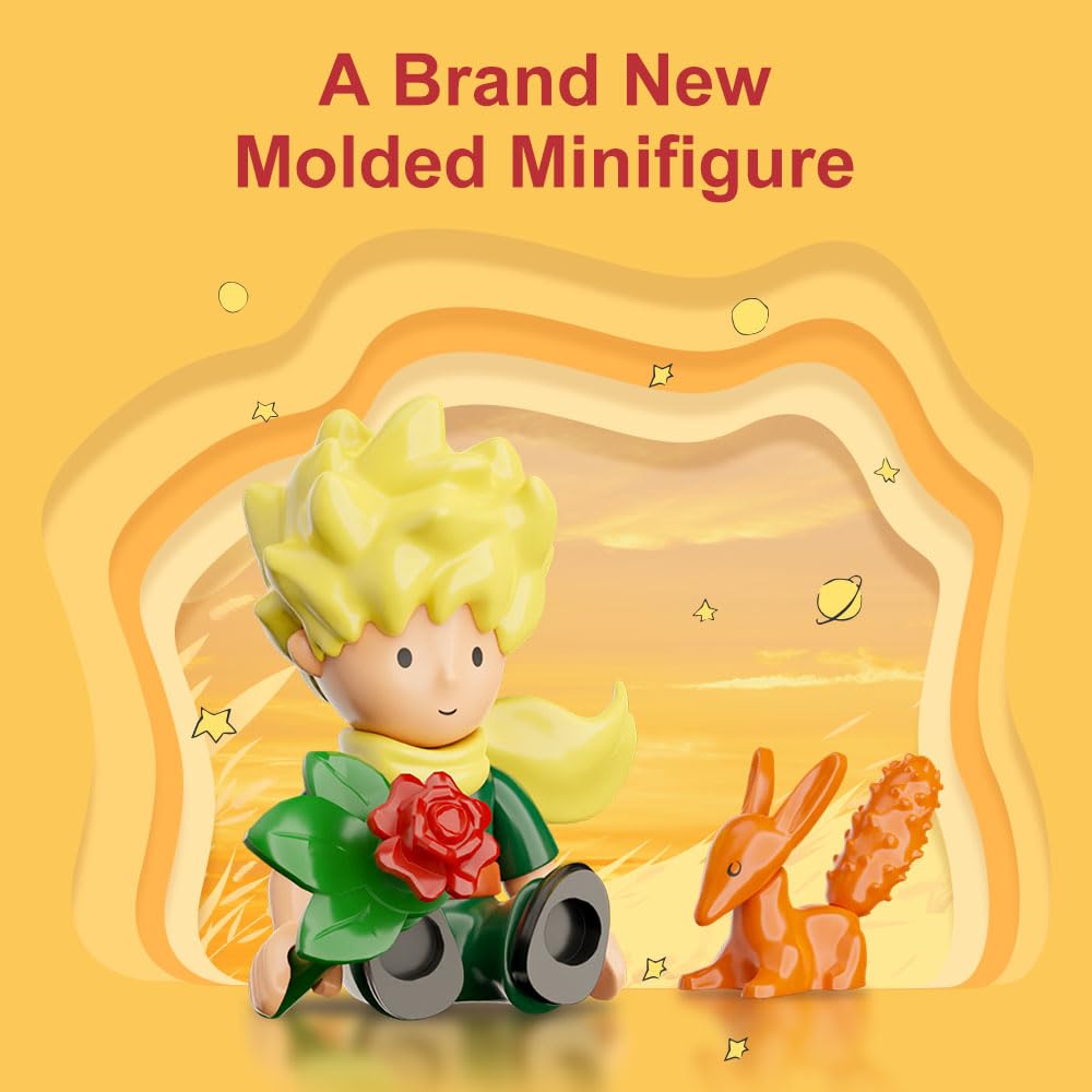 PANTASY Le Petit Prince Building Block Set – Rose, Train, Moon & Airplane Figures