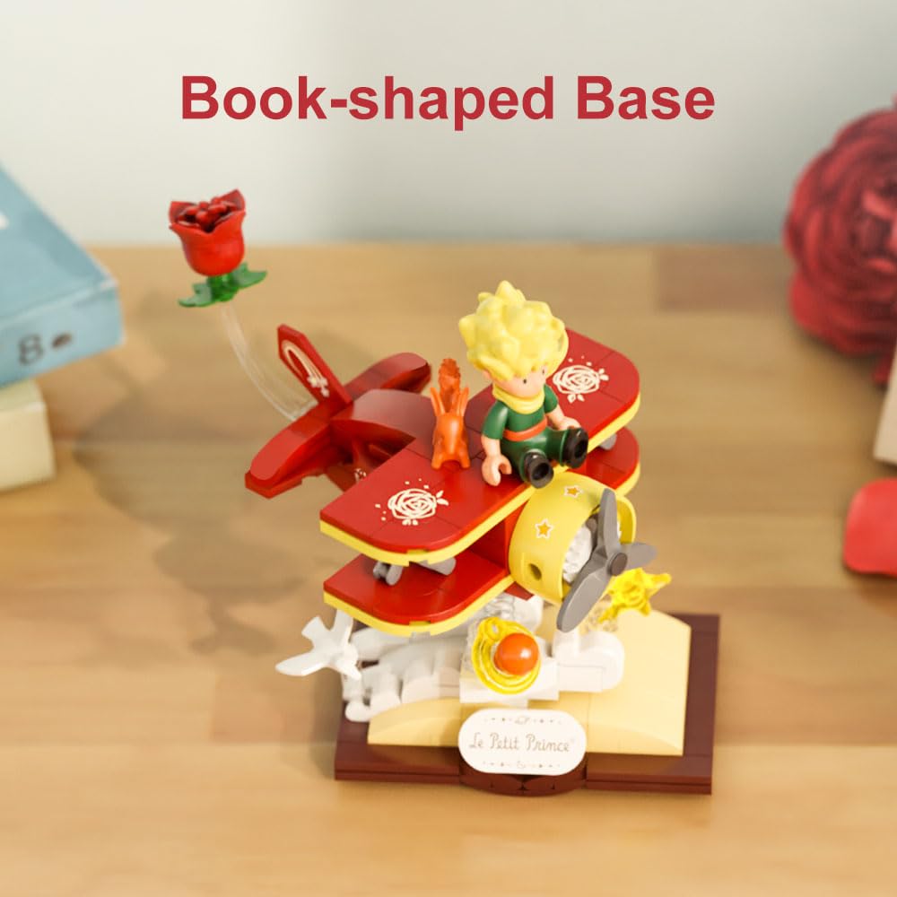 PANTASY Le Petit Prince Building Block Set – Rose, Train, Moon & Airplane Figures