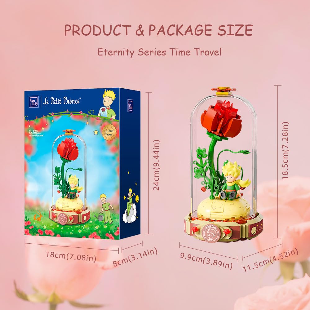PANTASY Le Petit Prince Rose Building Bricks Set – Rose Gift for All Ages